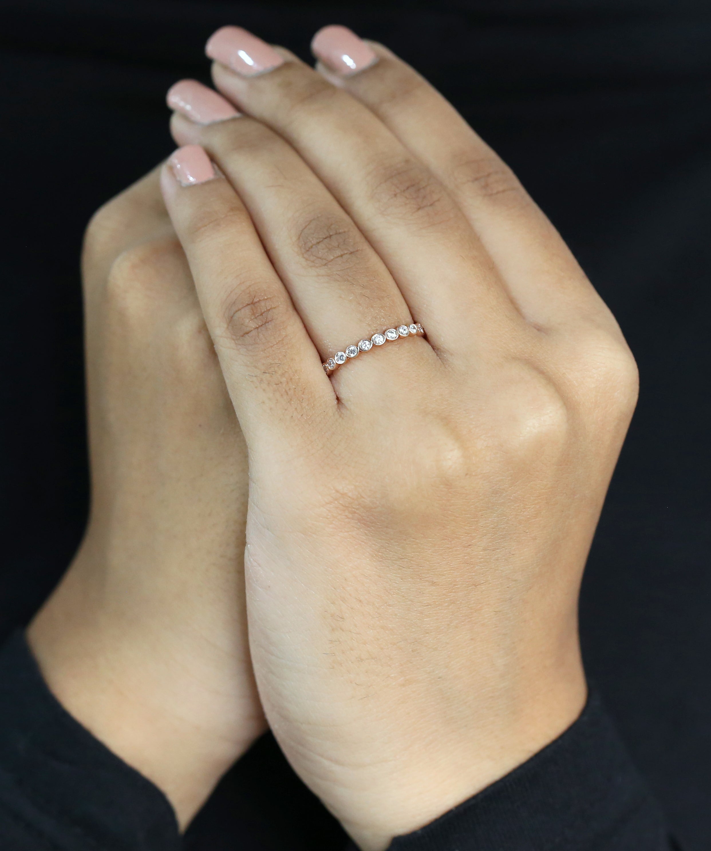 Round White Diamond Band Engagement Wedding Gift Band 14K Solid Rose White Yellow Gold Band 0.36 Ct KD889