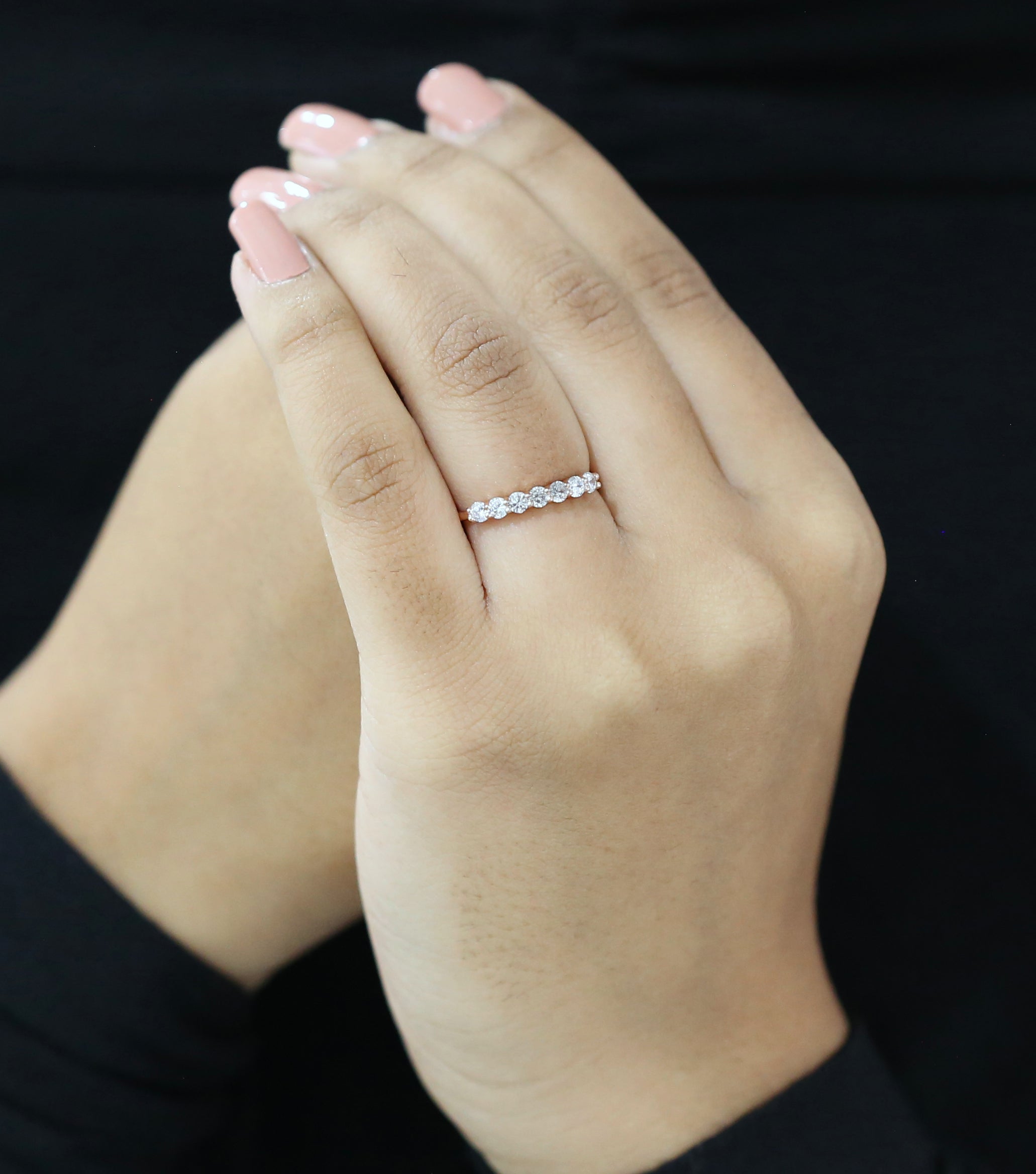 Round White Diamond Band Engagement Wedding Gift Band 14K Solid Rose White Yellow Gold Band 0.44 Ct KD897