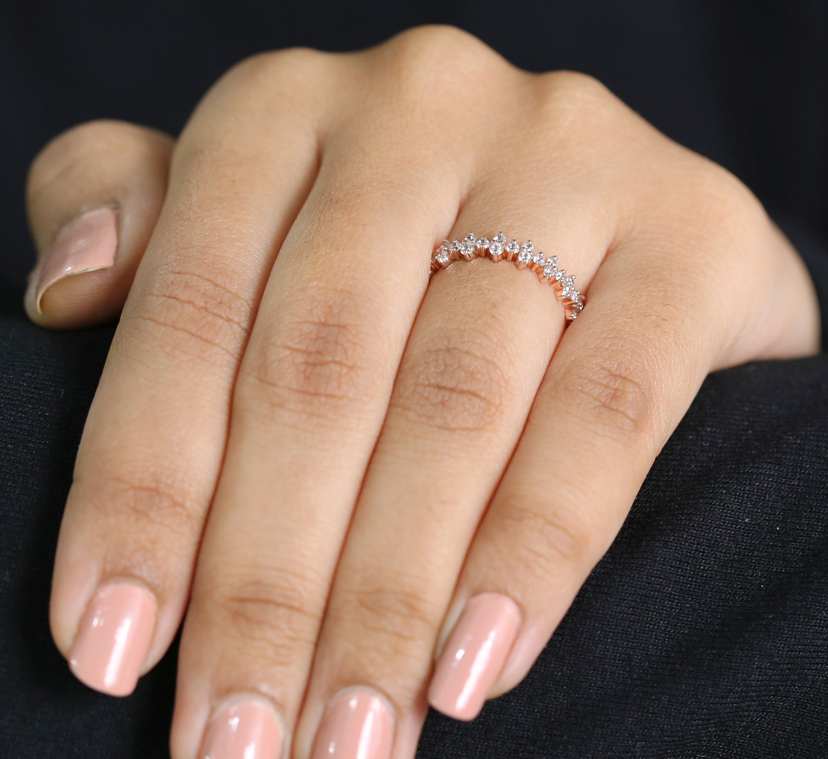 Round White Diamond Band Engagement Wedding Gift Band 14K Solid Rose White Yellow Gold Band 0.42 Ct KD909