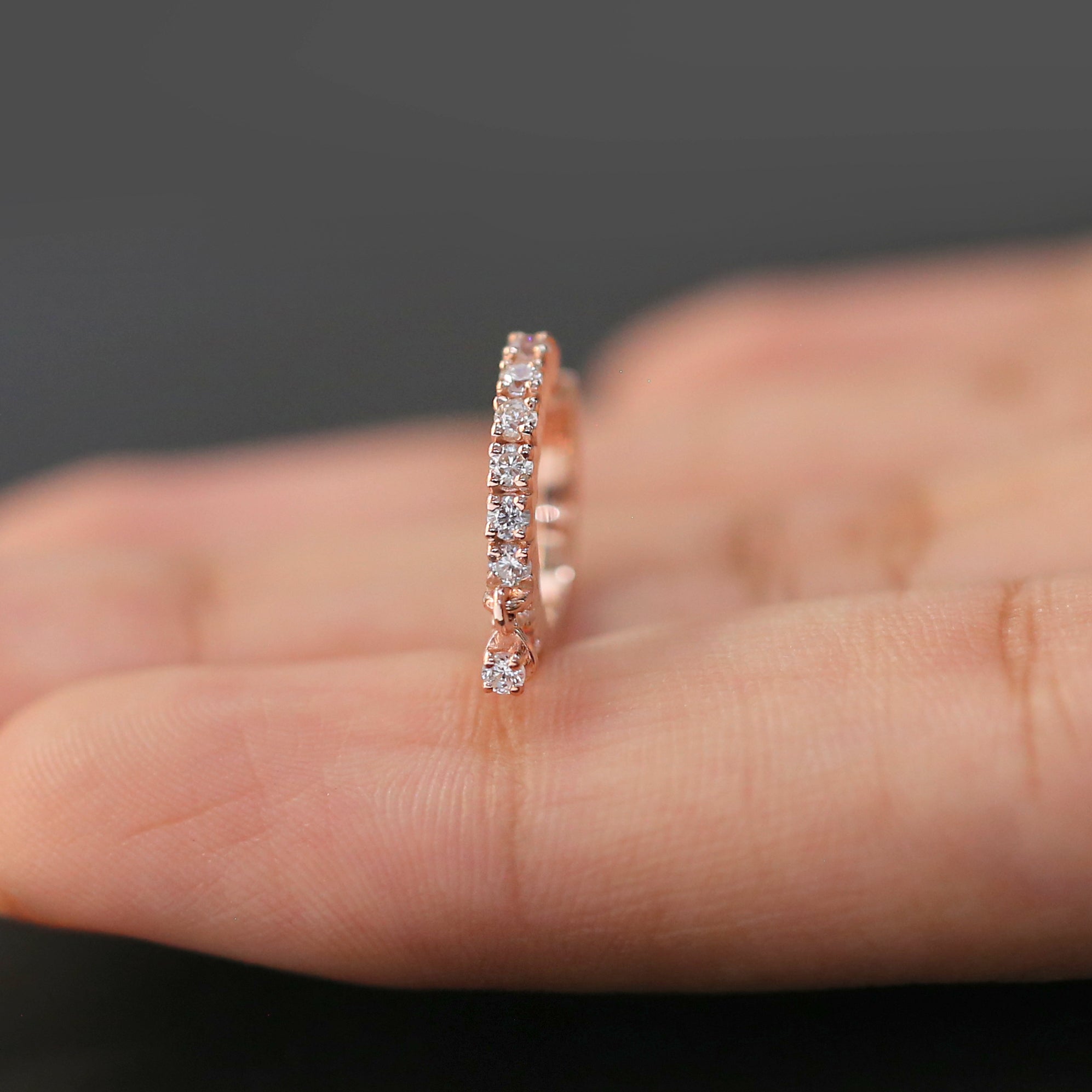 Natural White Round Diamond Nose Rings Engagement Wedding Gift Nose Ring 14K Solid Rose White Yellow Gold Nose Ring 0.17 CT KD969