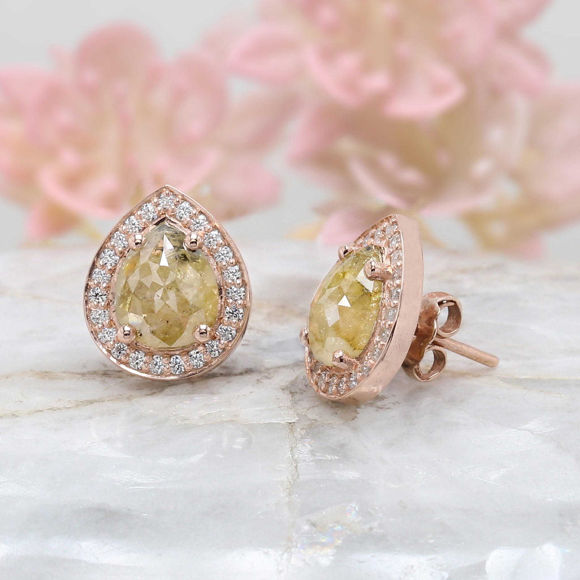 Pear Yellow Color Diamond Earring Engagement Wedding Gift Earring 14K Solid Rose White Yellow Gold Earring 2.37 CT KDN7027