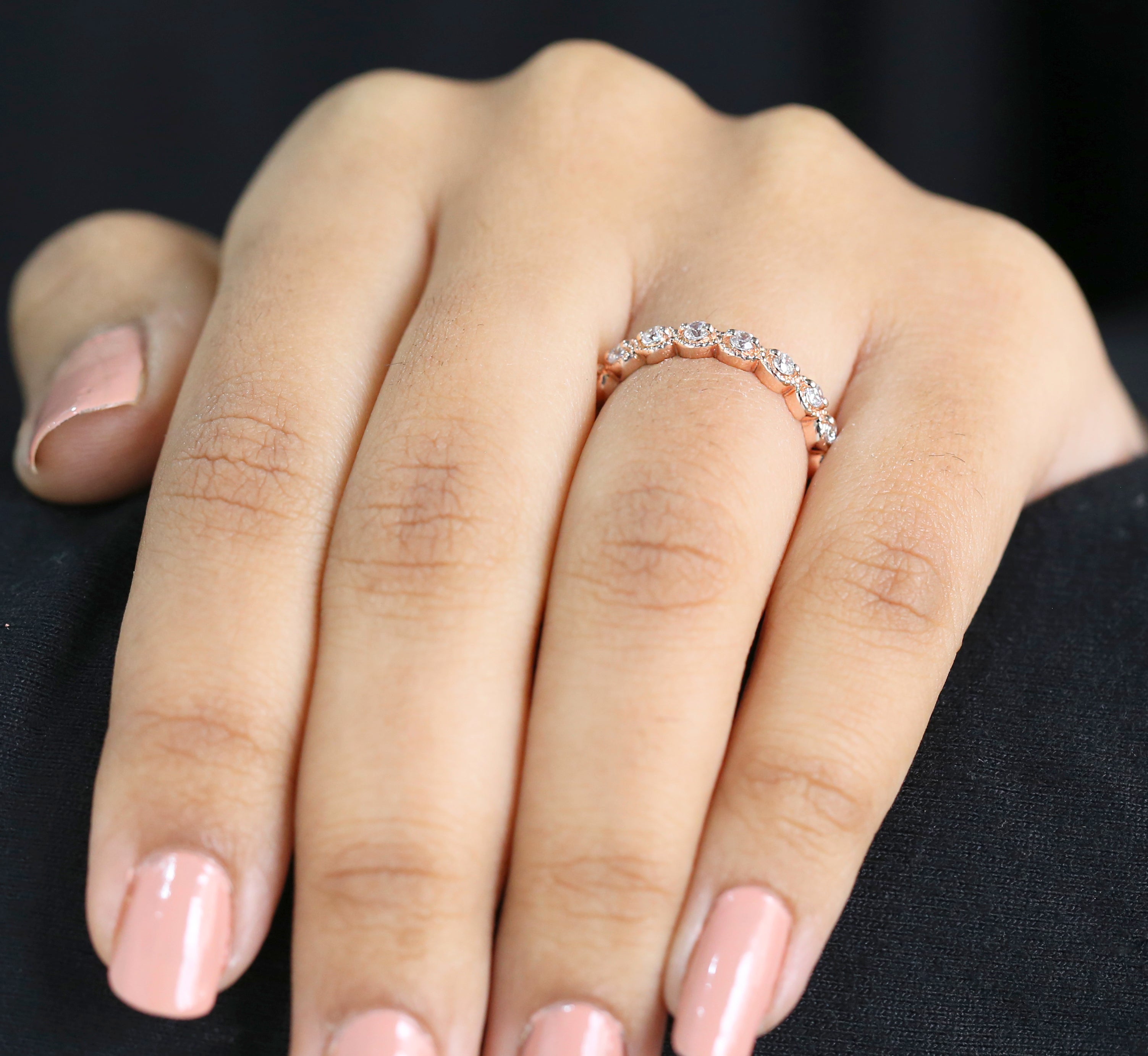 Round White Diamond Band Engagement Wedding Gift Band 14K Solid Rose White Yellow Gold Band 0.29 Ct KD901