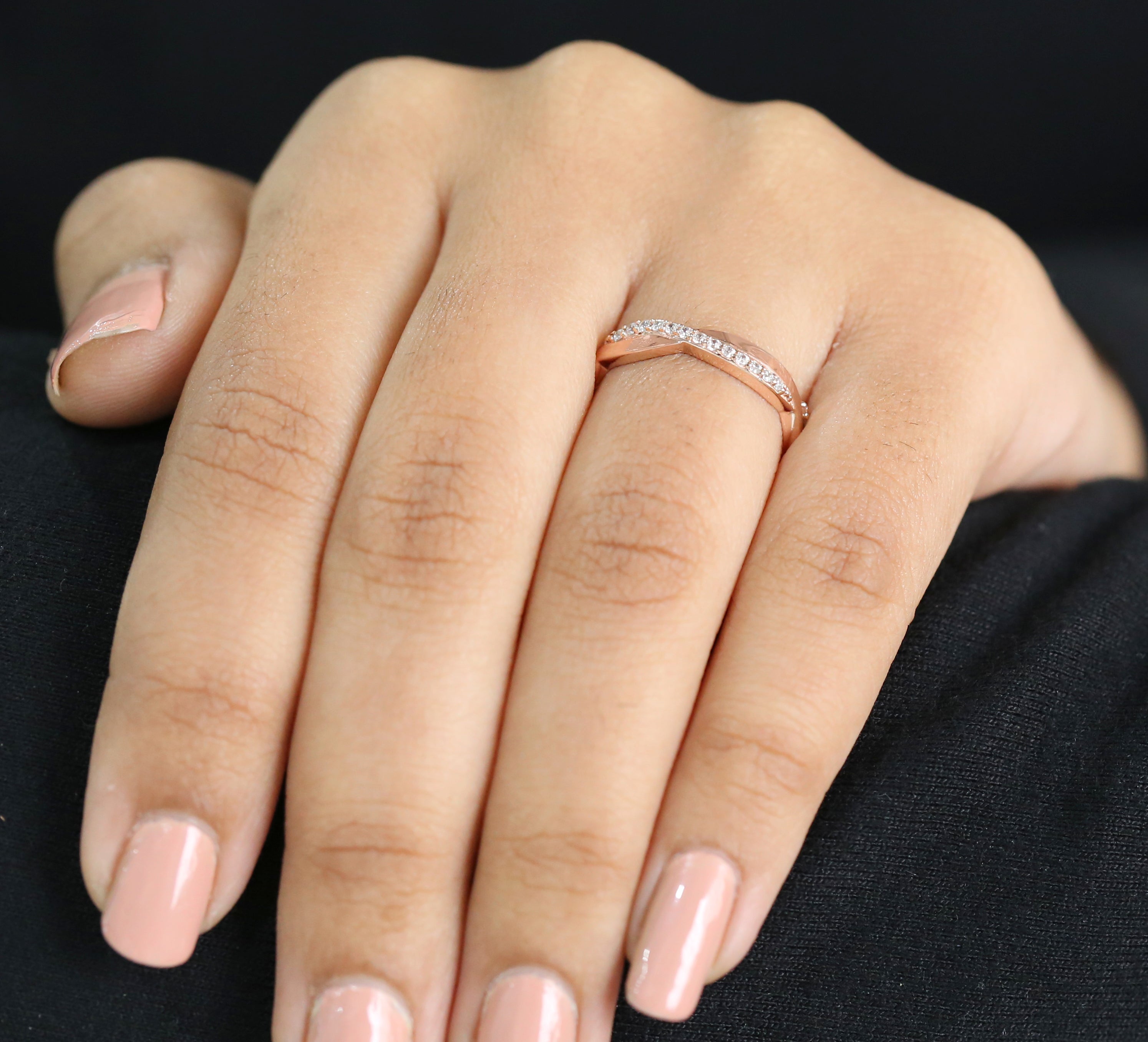Round White Diamond Band Engagement Wedding Gift Band 14K Solid Rose White Yellow Gold Band 0.26 Ct KD896