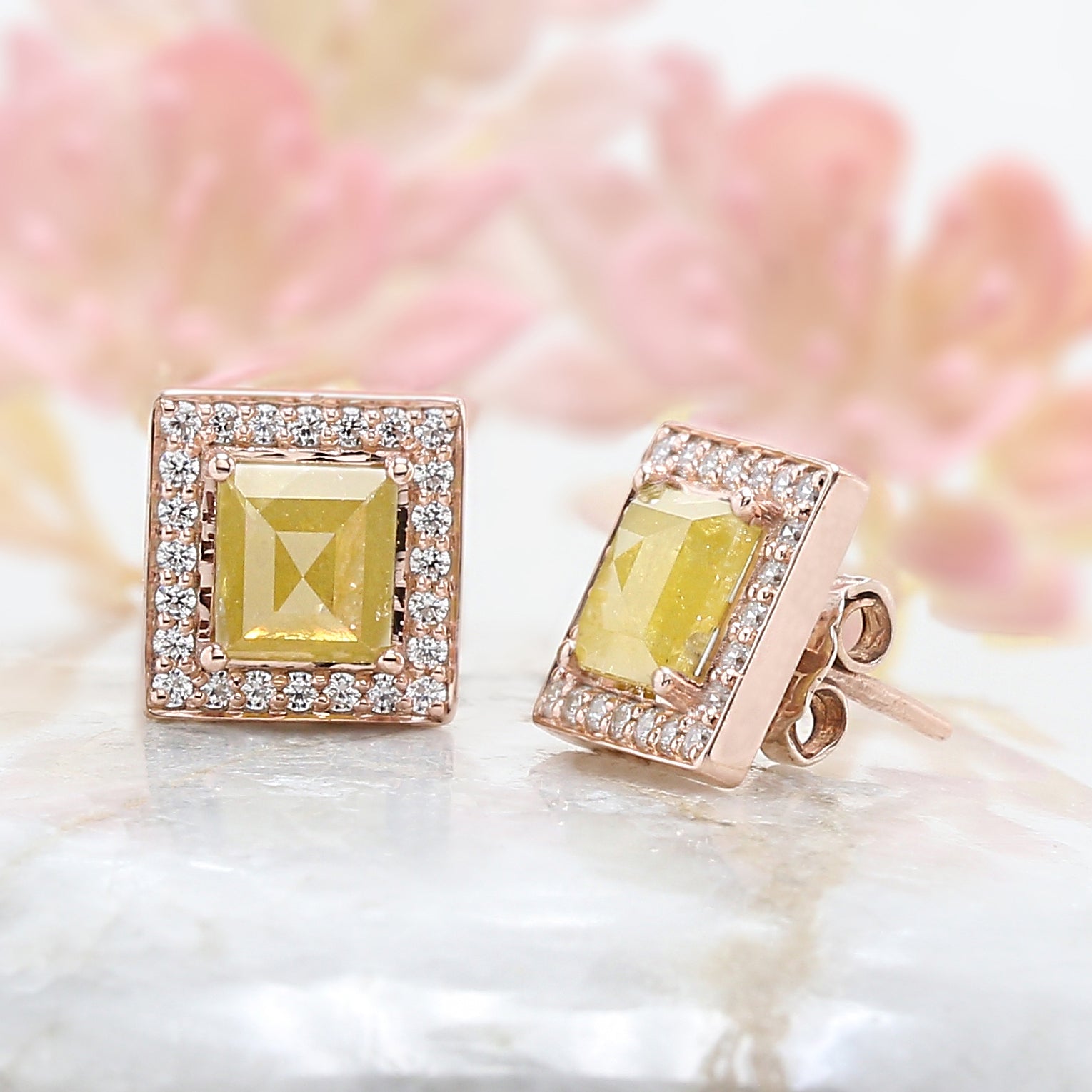 Rectangle Yellow Color Diamond Earring Engagement Wedding Gift Earring 14K Solid Rose White Yellow Gold Earring 1.83 CT KDN7986