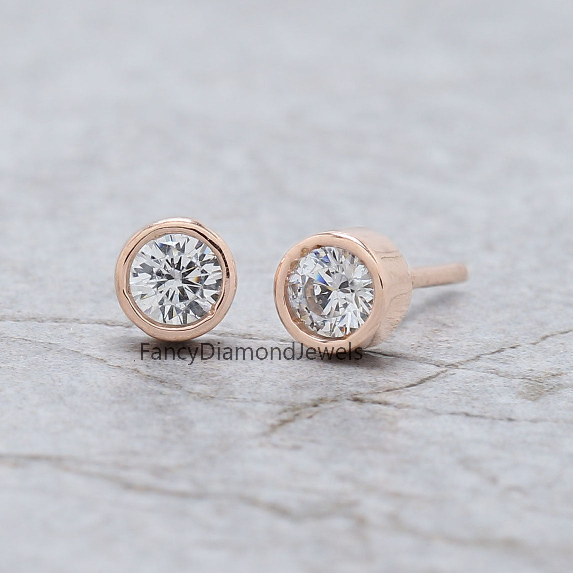 Round White Color Diamond Earring Engagement Wedding Gift Earring 14K Solid Rose White Yellow Gold Earring 0.34 CT KD1000