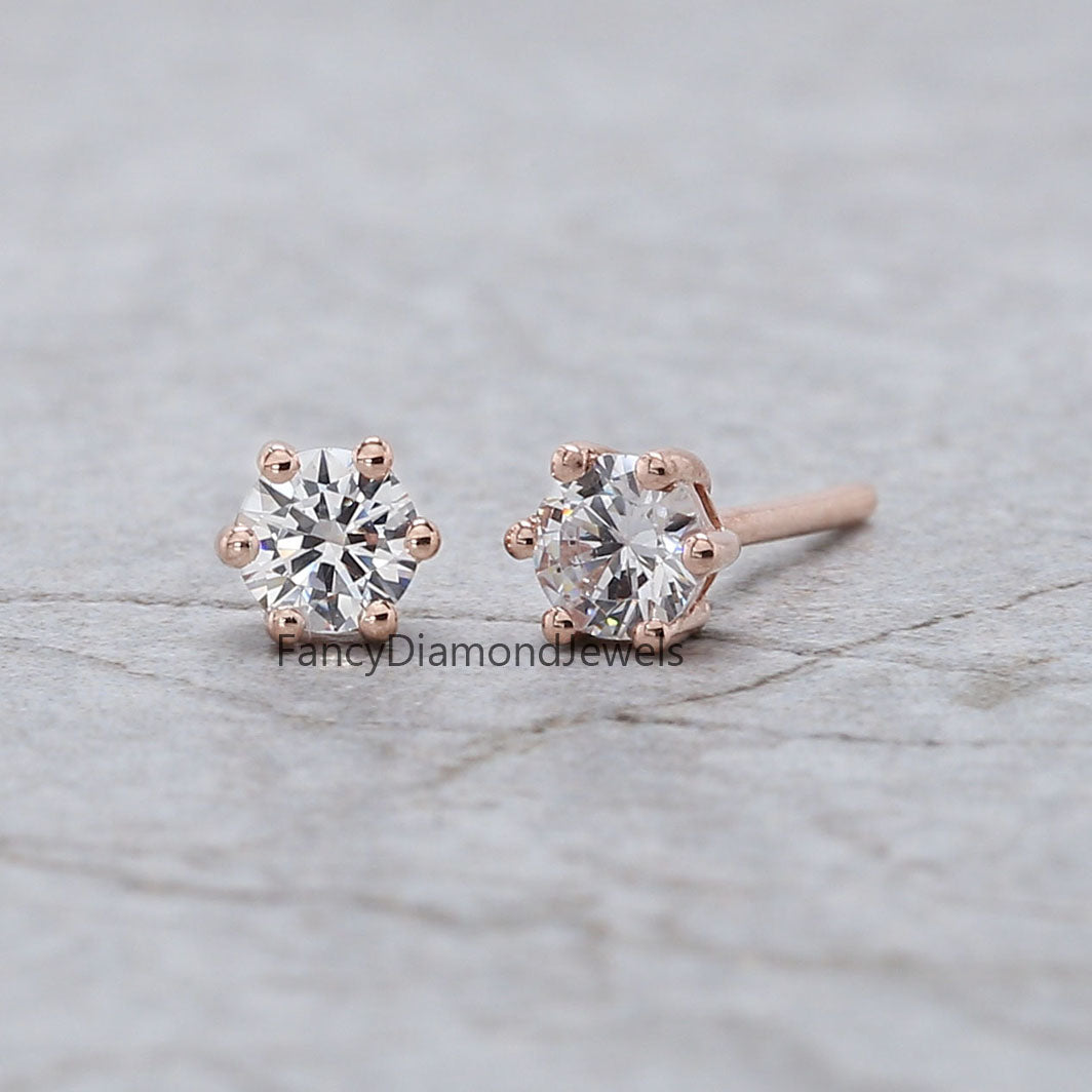 Round White Color Diamond Earring Engagement Wedding Gift Earring 14K Solid Rose White Yellow Gold Earring 0.34 CT KD981