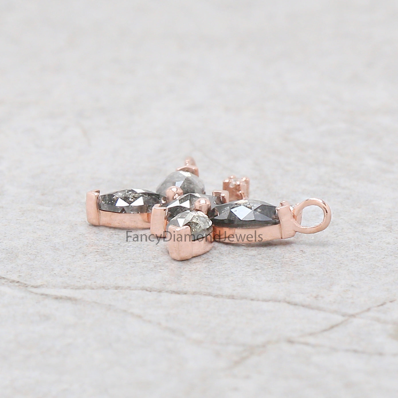Marquise Cut Salt And Pepper Diamond Pendant 1.03 Ct 5.82 MM Marquise Diamond Pendant 14K Solid Rose Gold Silver Engagement Pendant QL2665