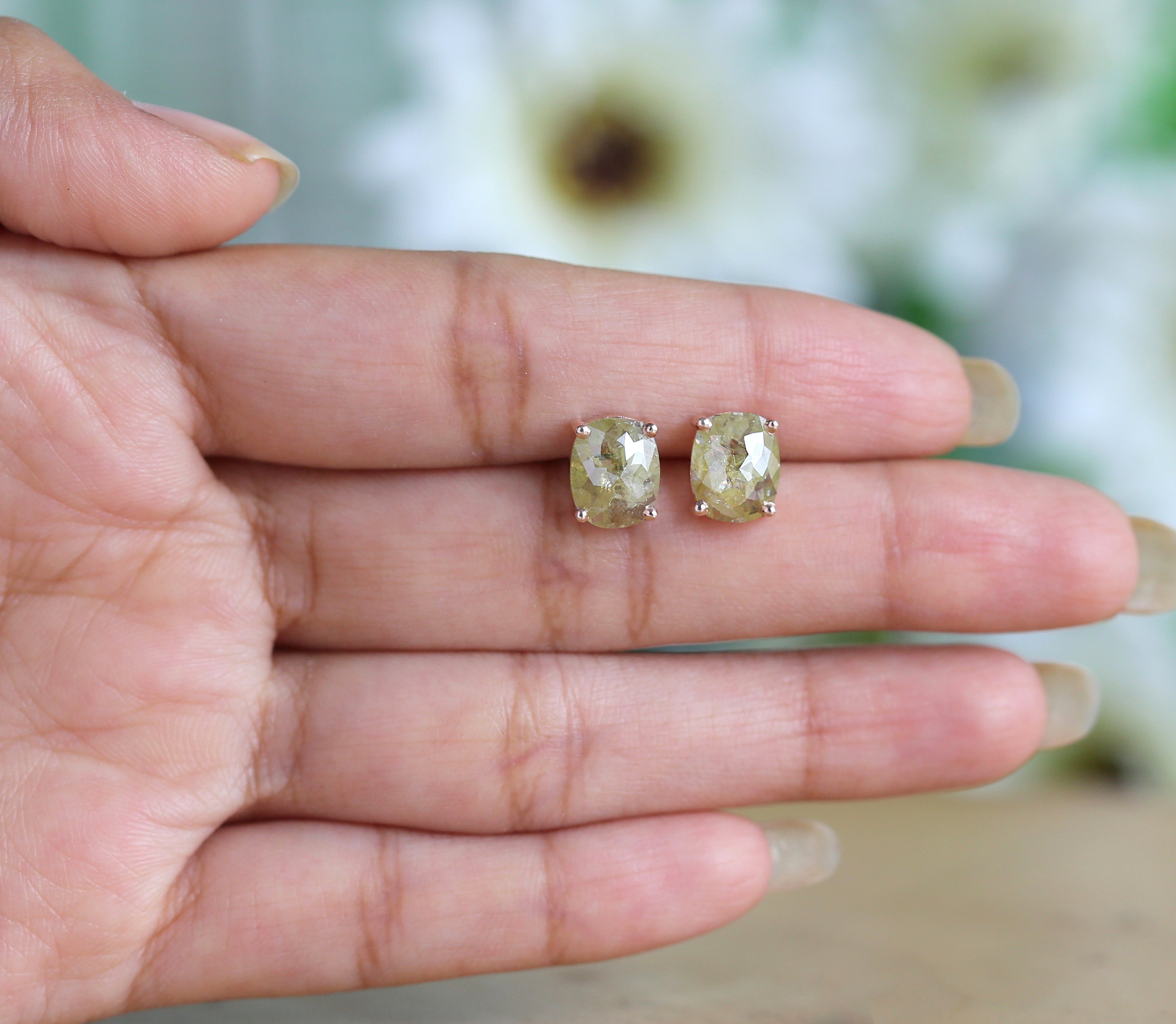 Oval Cut Yellow Color Diamond Earring 2.75 Ct 9.00 MM Oval Diamond Earring 14K Solid Rose Gold Silver Engagement Earring Gift For Her QL5016