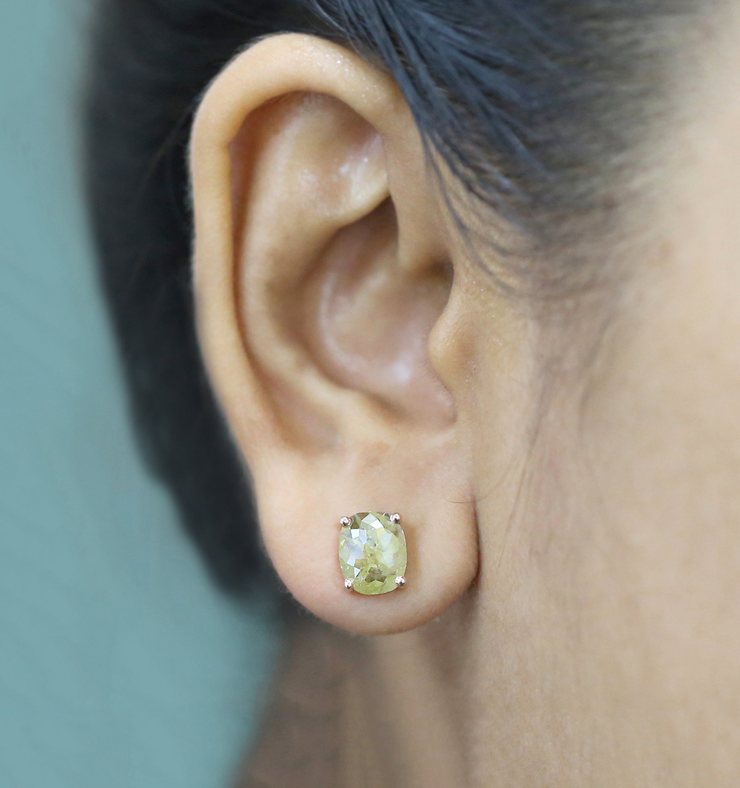 Oval Cut Yellow Color Diamond Earring 2.75 Ct 9.00 MM Oval Diamond Earring 14K Solid Rose Gold Silver Engagement Earring Gift For Her QL5016