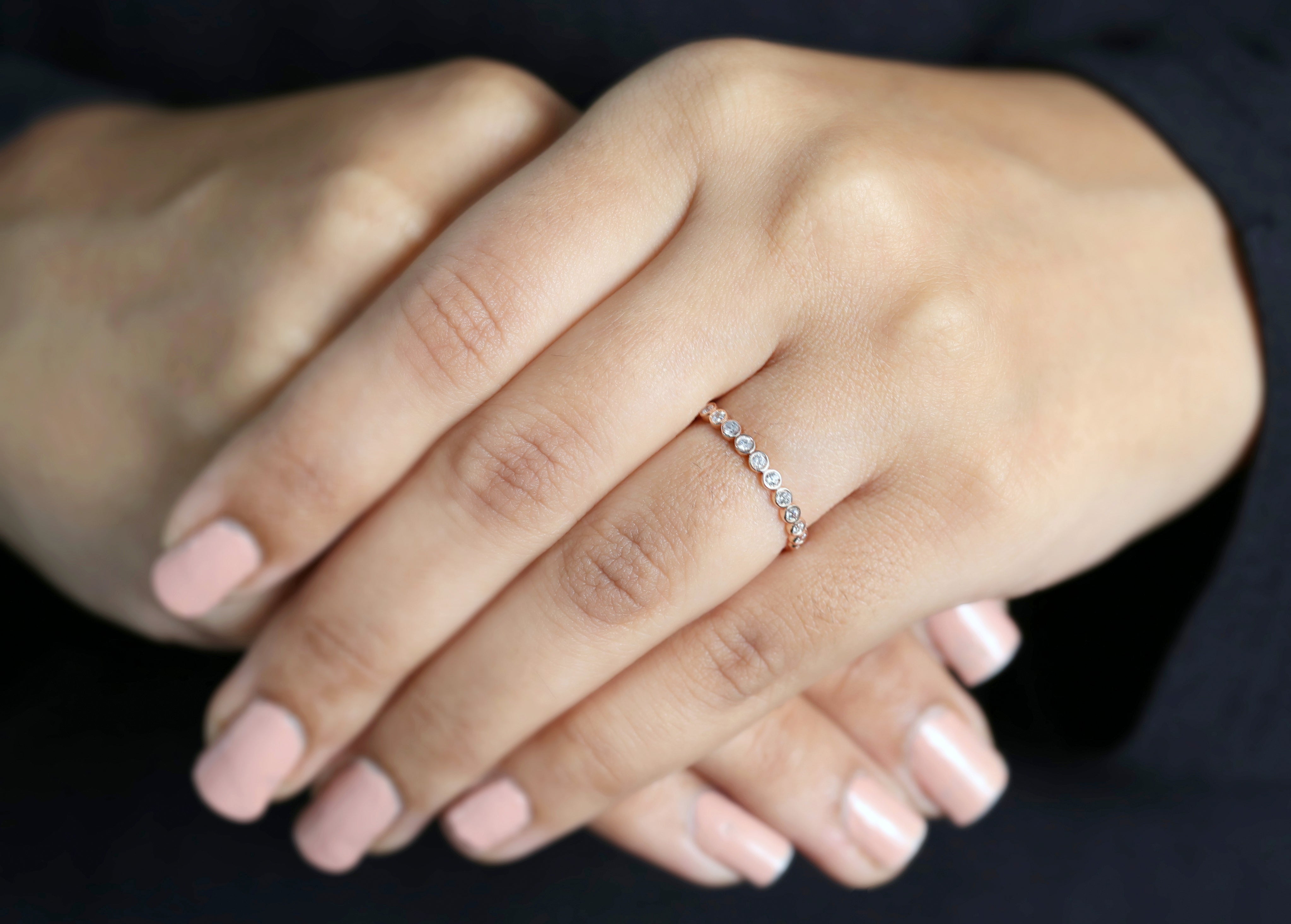 Round White Diamond Band Engagement Wedding Gift Band 14K Solid Rose White Yellow Gold Band 0.36 Ct KD889
