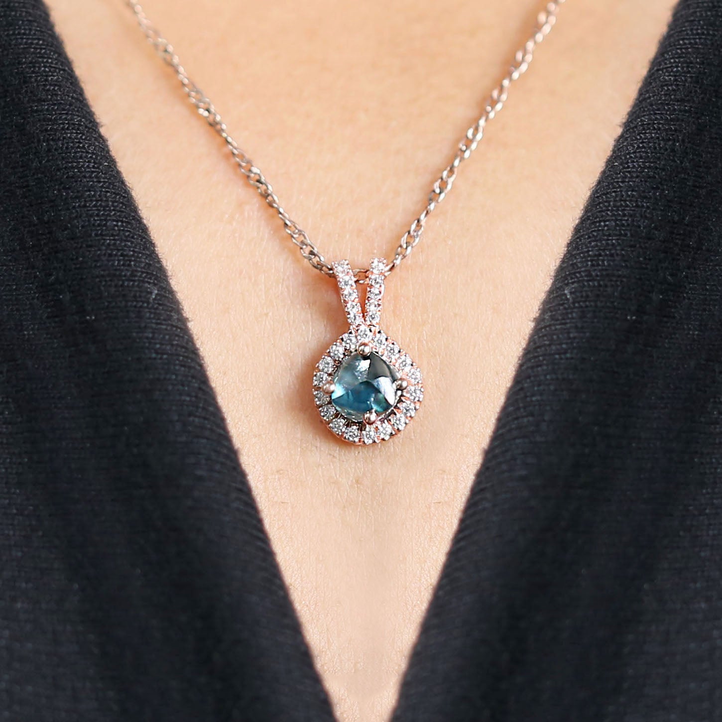 Rough Blue Color Diamond Pendant Engagement Wedding Gift Pendant 14K Solid Rose White Yellow Gold Pendant 1.31 CT KDL2230
