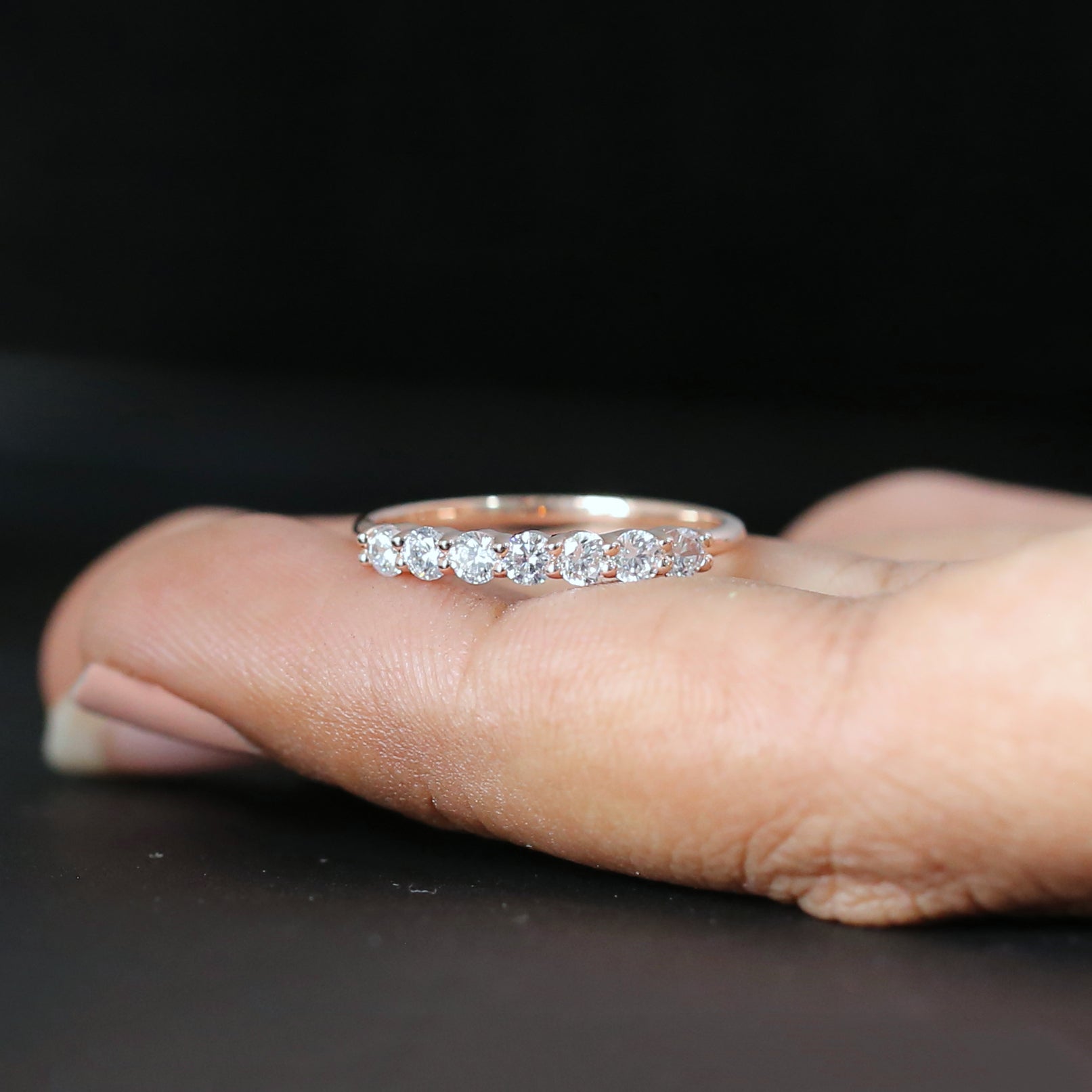 Round White Diamond Band Engagement Wedding Gift Band 14K Solid Rose White Yellow Gold Band 0.44 Ct KD897