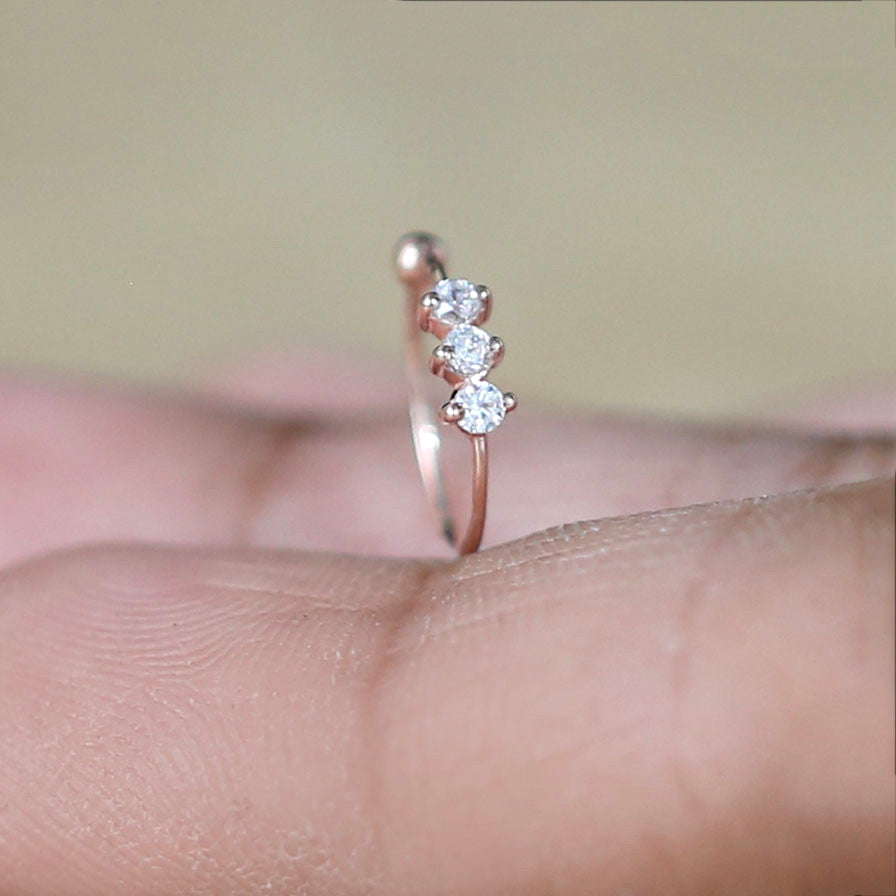 Natural White Round Diamond Nose Rings Engagement Wedding Gift Nose Ring 14K Solid Rose White Yellow Gold Nose Ring 0.06 CT KD976