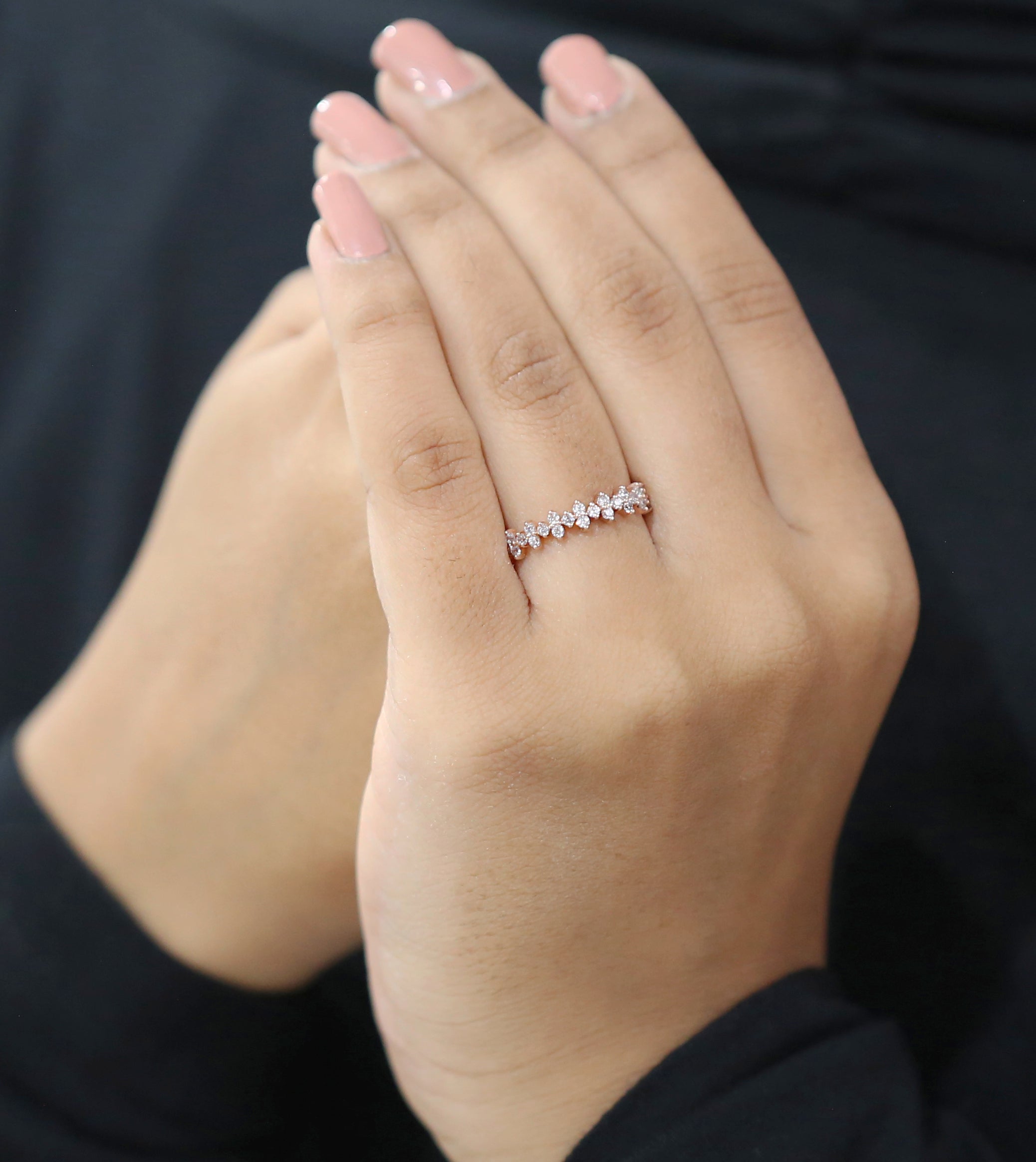 Round White Diamond Band Engagement Wedding Gift Band 14K Solid Rose White Yellow Gold Band 0.42 Ct KD909
