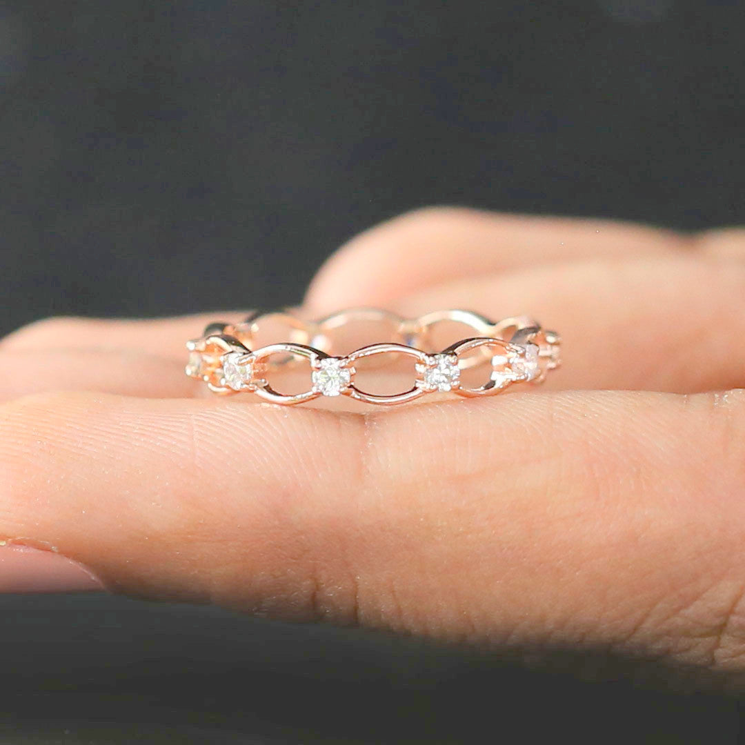 Round White Diamond Band Engagement Wedding Gift Band 14K Solid Rose White Yellow Gold Band 0.32 Ct KD895