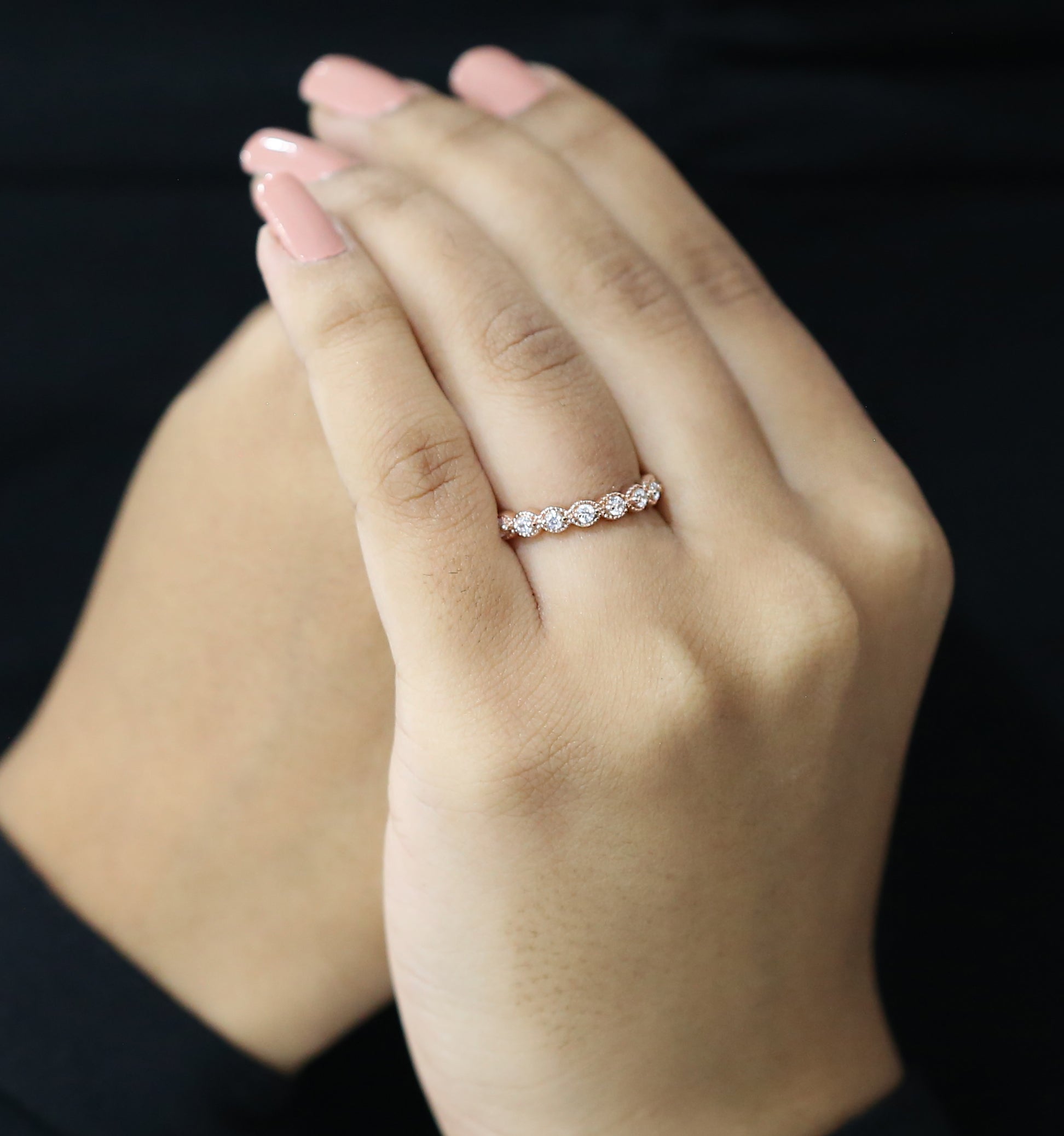Round White Diamond Band Engagement Wedding Gift Band 14K Solid Rose White Yellow Gold Band 0.29 Ct KD901