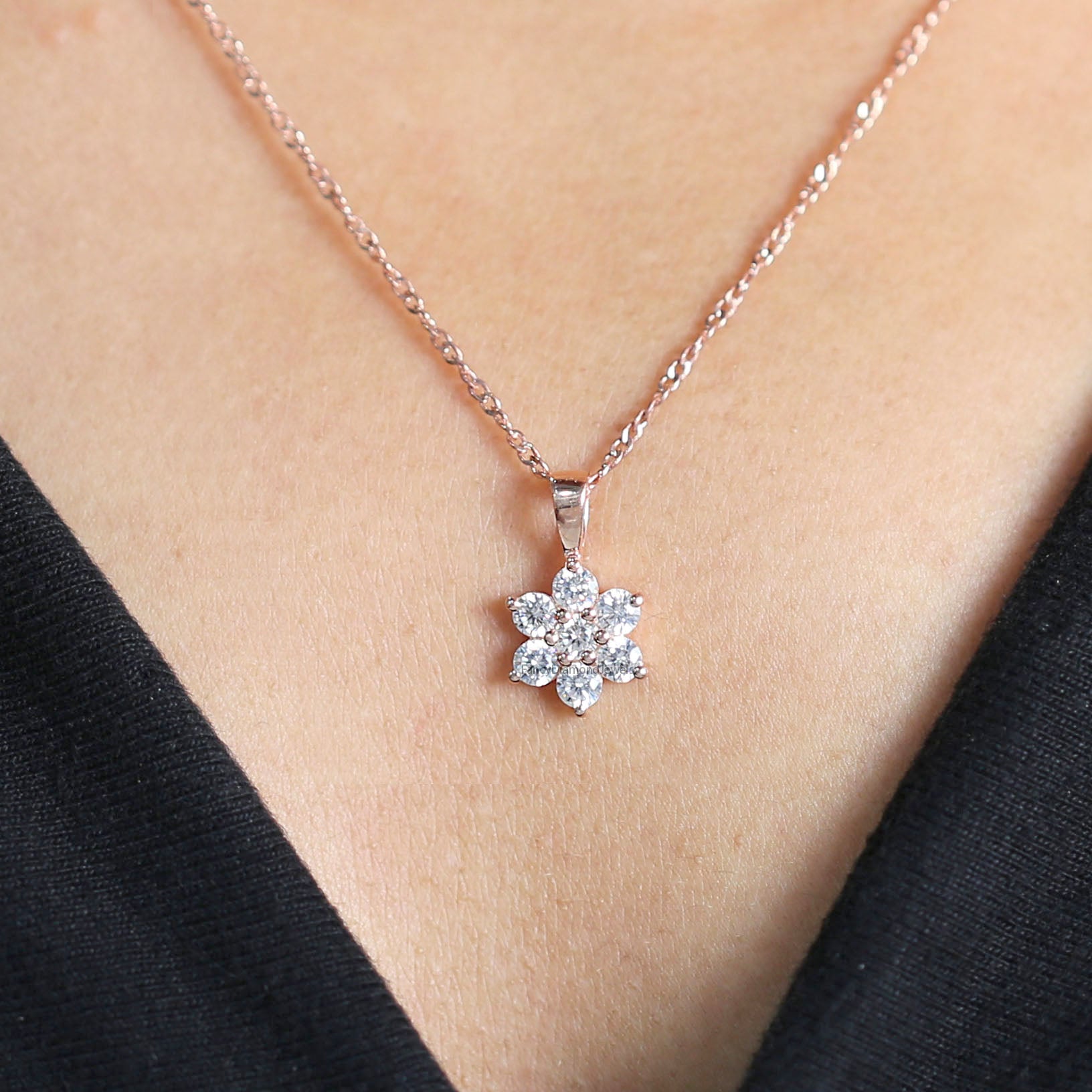 Round Brilliant Cut White Color Diamond Pendant Engagement Wedding Gift Pendant 14K Solid Rose White Yellow Gold Pendant 0.74 CT KD997