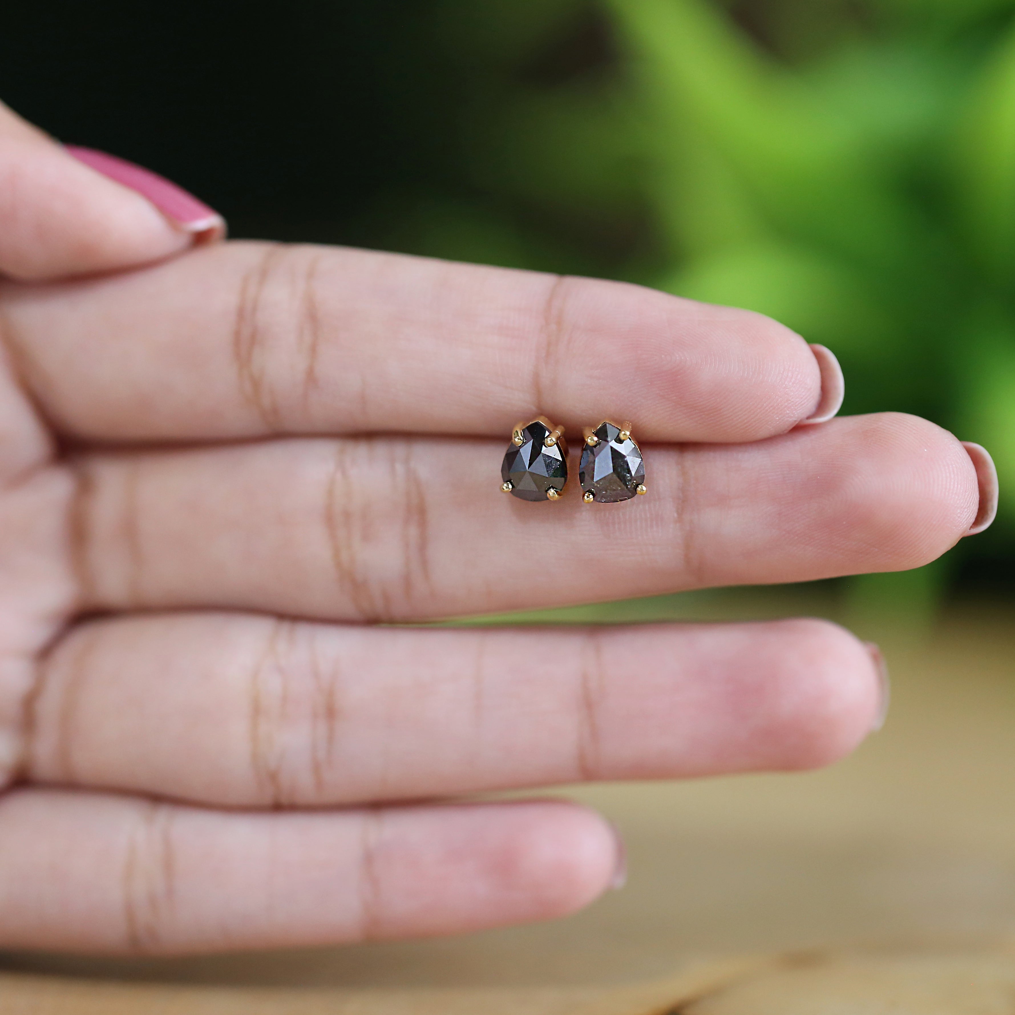 Black Pear Diamond Earring 14K Solid Rose White Yellow Gold Engagement Wedding Gift Earring 2.04 CT KDL7903-KDL6775