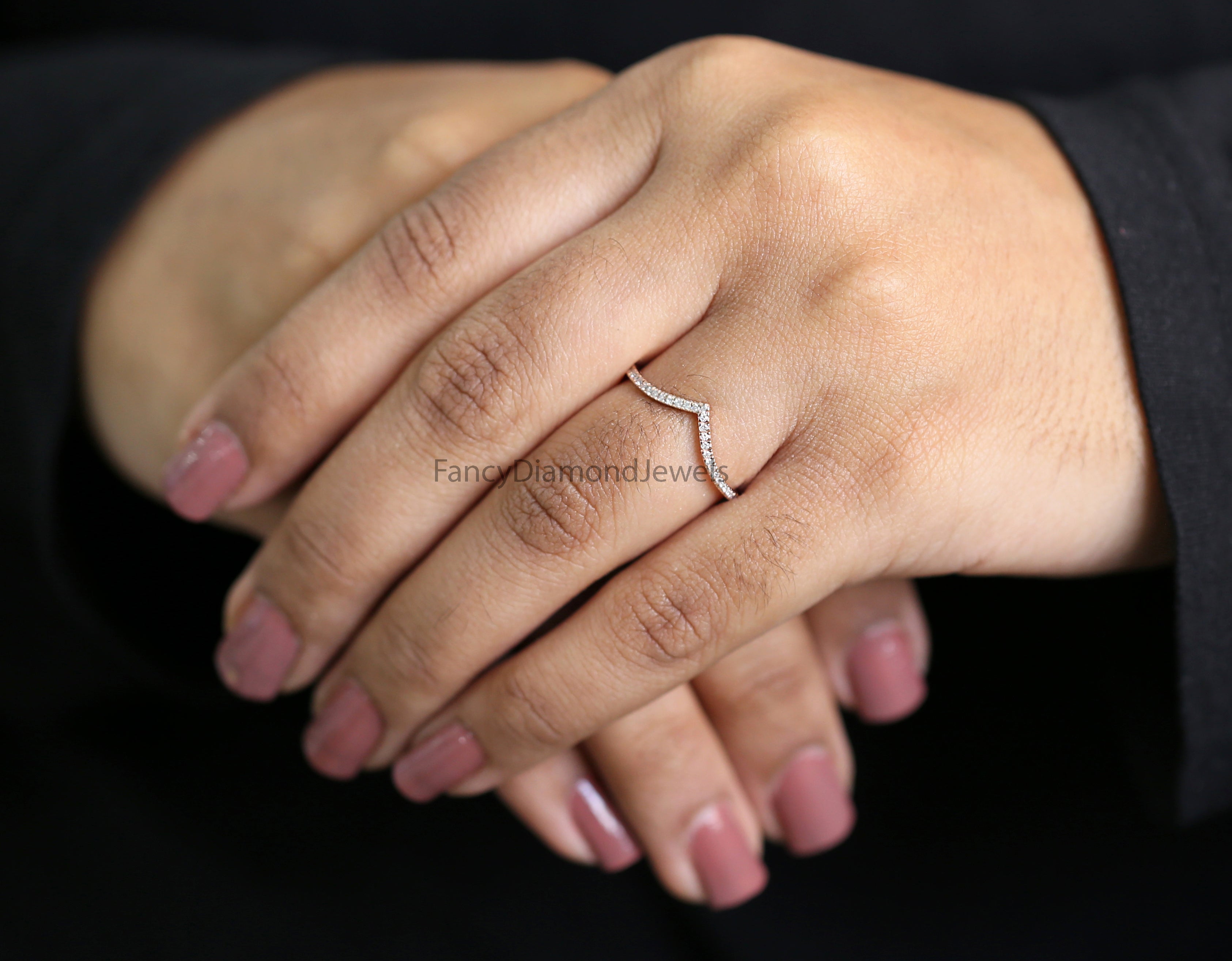 14K Rose Gold Band White Diamond Band, Round Cut Diamond Band, Bridal Wedding Band, Natural Diamomd Band, Engagement Band,Rose Gold Band KD261Round Diamond Ring Engagement Wedding Gift Band Ring KD261