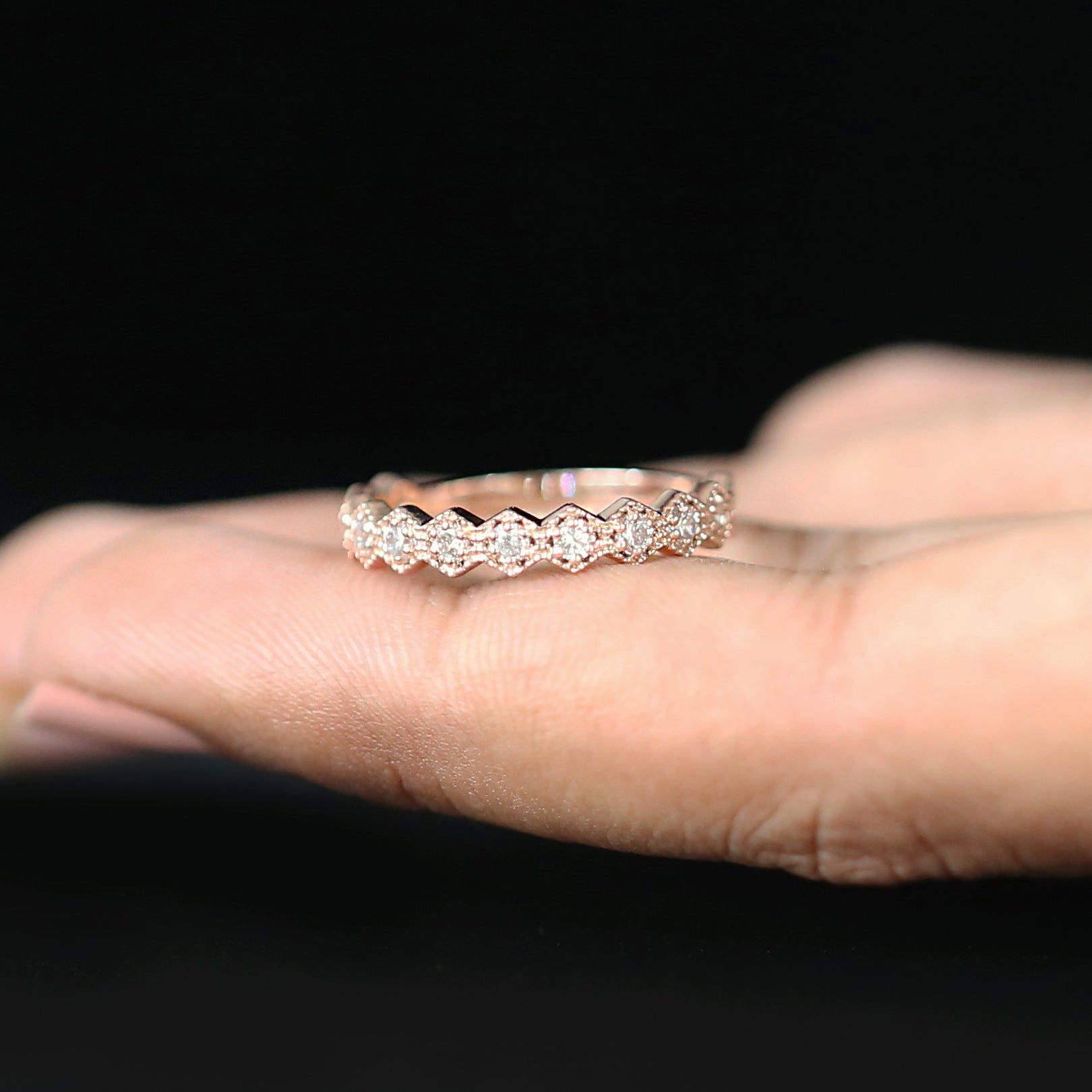 Round White Diamond Band Engagement Wedding Gift Band 14K Solid Rose White Yellow Gold Band 0.38 Ct KD891