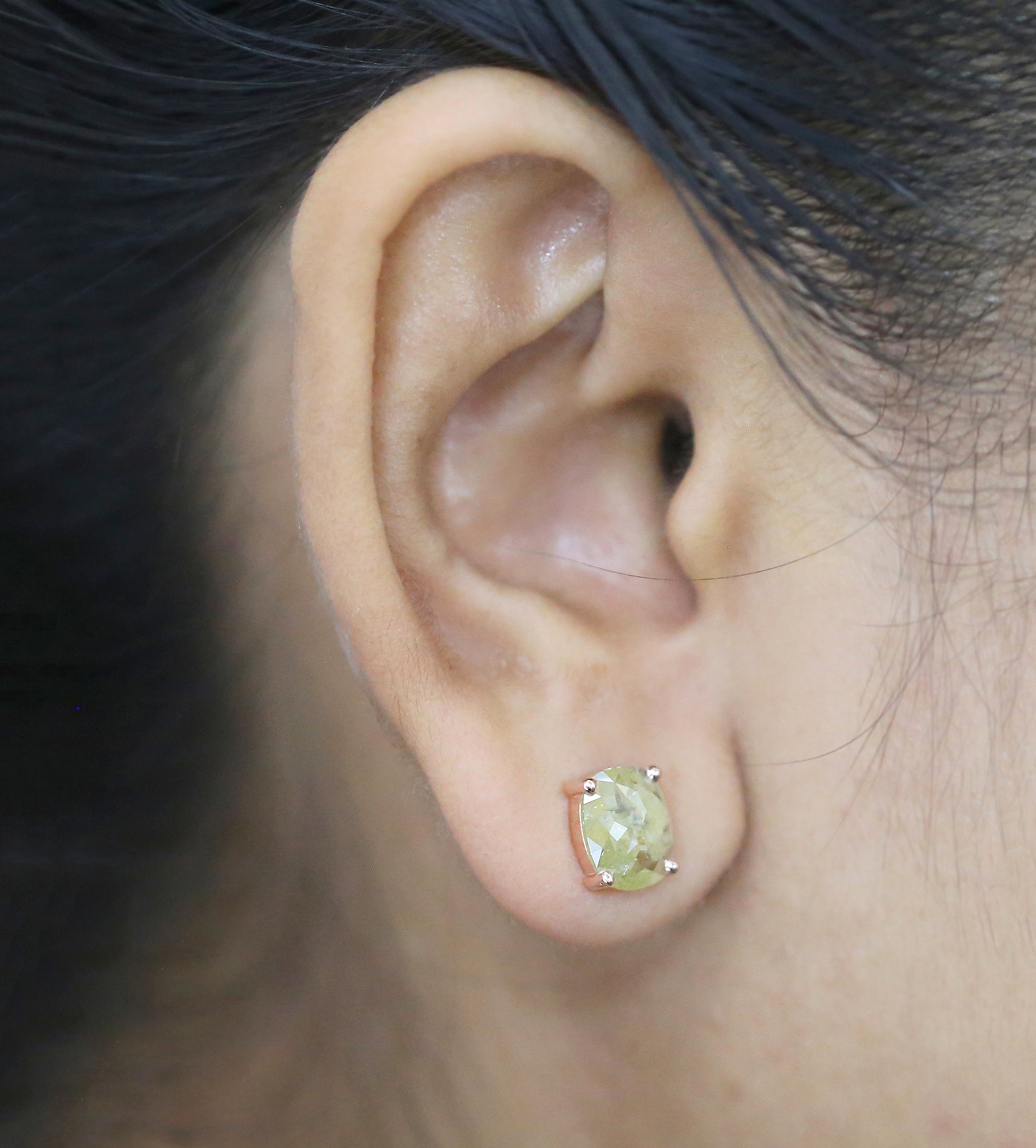 Oval Cut Yellow Color Diamond Earring 2.75 Ct 9.00 MM Oval Diamond Earring 14K Solid Rose Gold Silver Engagement Earring Gift For Her QL5016