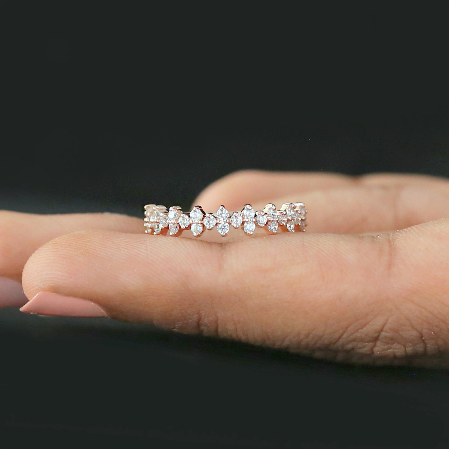 Round White Diamond Band Engagement Wedding Gift Band 14K Solid Rose White Yellow Gold Band 0.42 Ct KD909