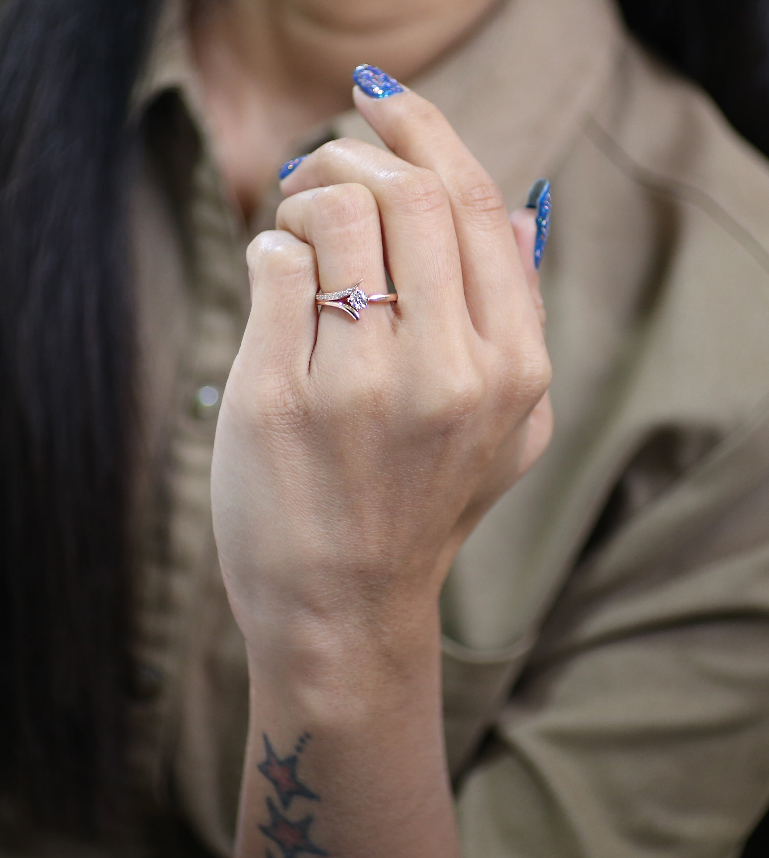 Round Cut White Color Diamond Ring 0.28 Ct 4.30 MM Round Shape Diamond Ring 14K Rose Gold Silver Round Engagement Ring Gift For Her QL5800