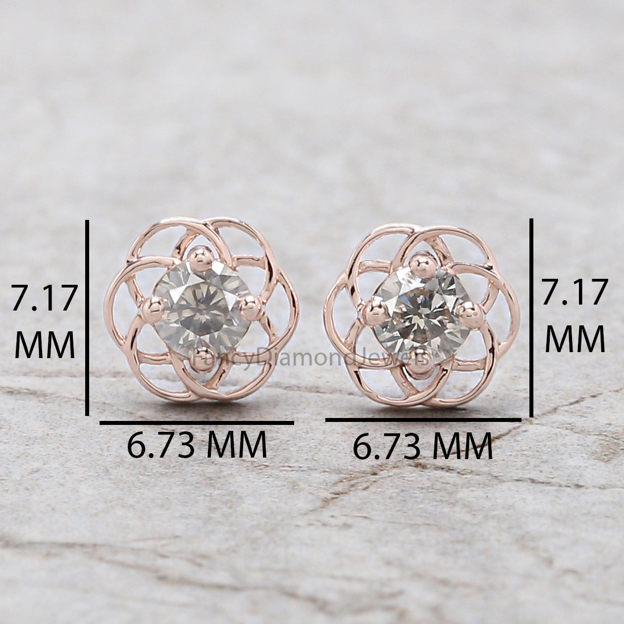 Round Salt And Pepper Diamond Earring 0.37 Ct 3.60 MM Round Diamond Earring 14K Rose Gold Silver Engagement Earring Gift For Her QN1870