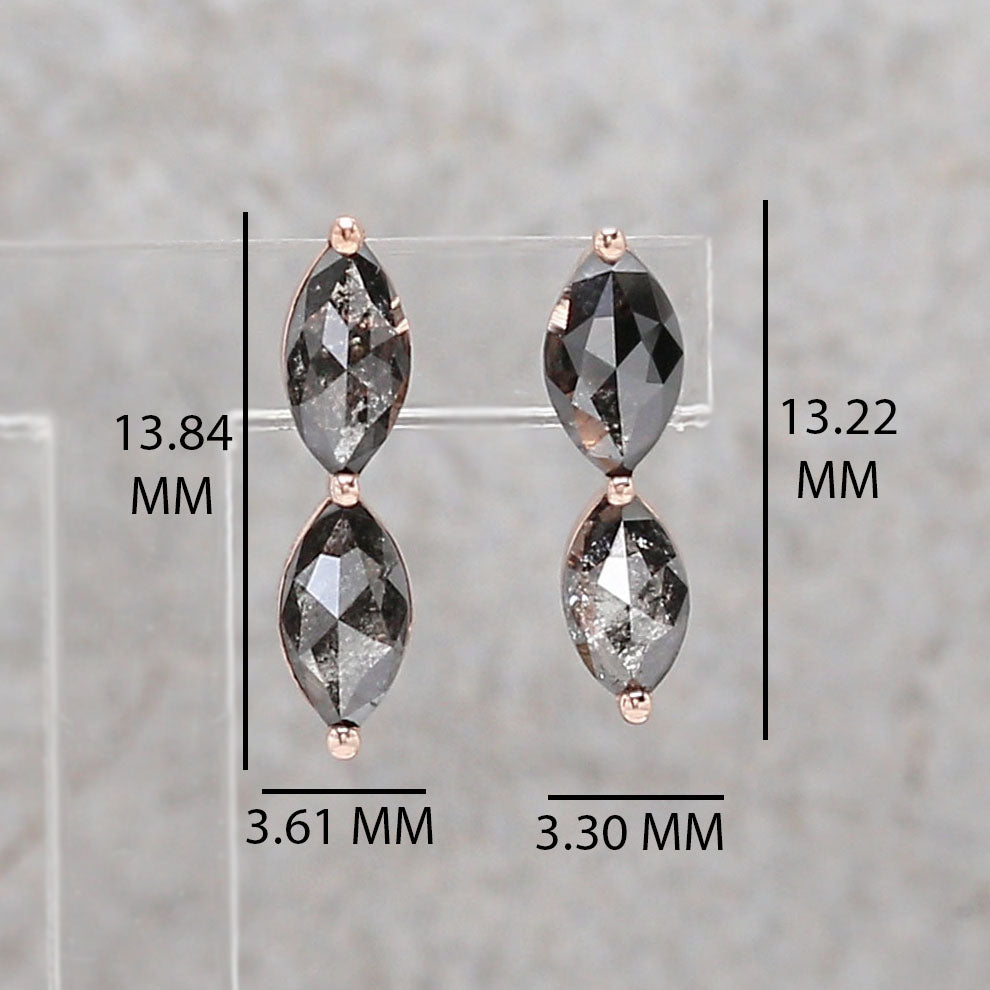Marquise Salt and Pepper Diamond Earring Engagement Wedding Gift Earring 14K Solid Rose White Yellow Gold Earring 1.06 CT KDL1316