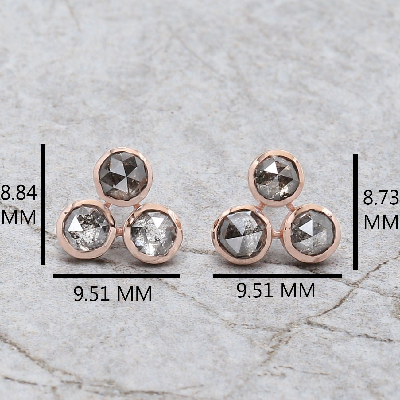Round Rose Cut Salt and Pepper Diamond Earring Engagement Wedding Gift Earring 14K Solid Rose White Yellow Gold Earring 1.41 CT KDK2547