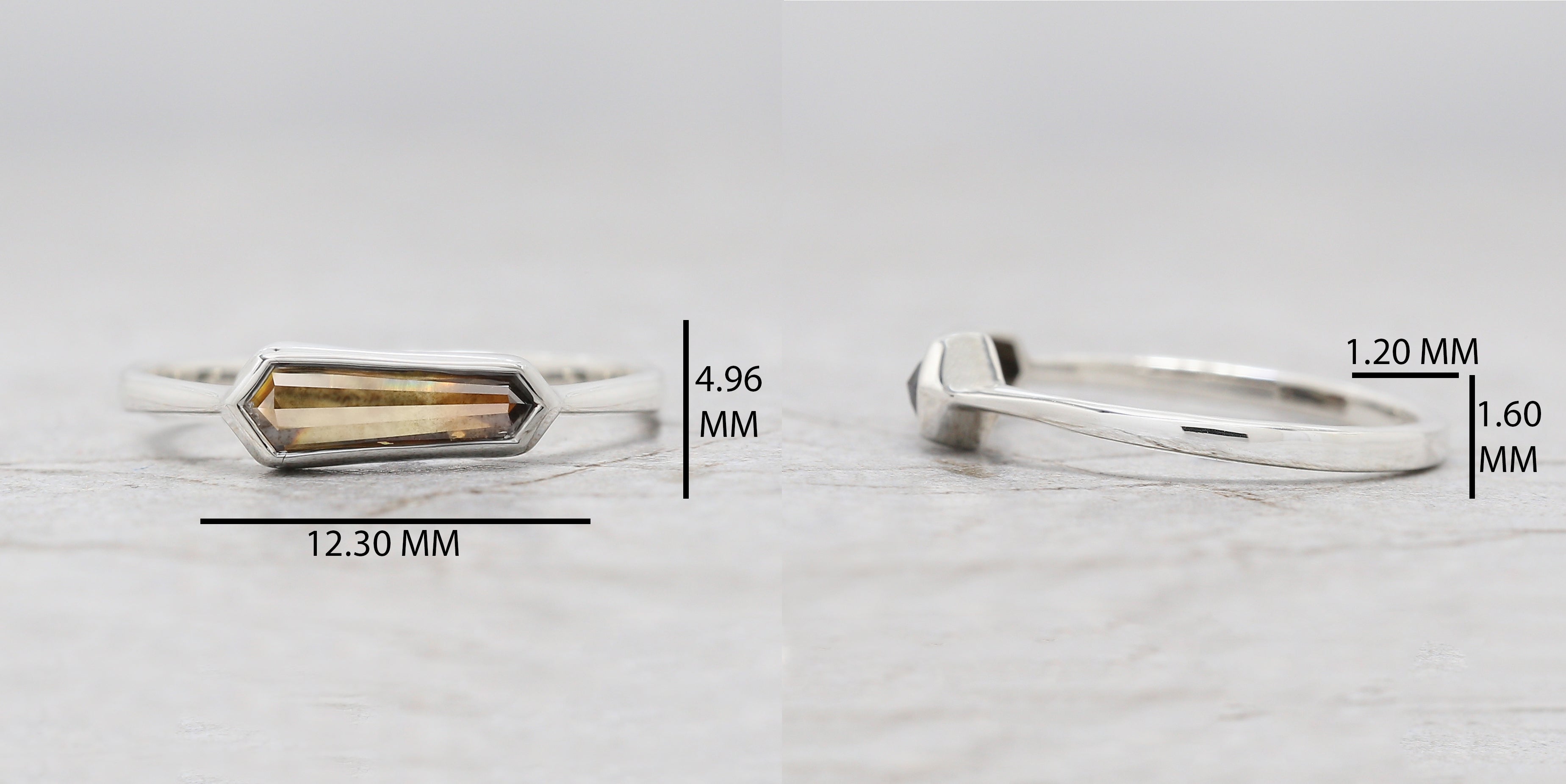 Shield Brown Color Diamond Ring 0.64 Ct 10.75 MM Shield Cut Diamond Ring 14K Solid White Gold Silver Engagement Ring Gift For Her QLB1778