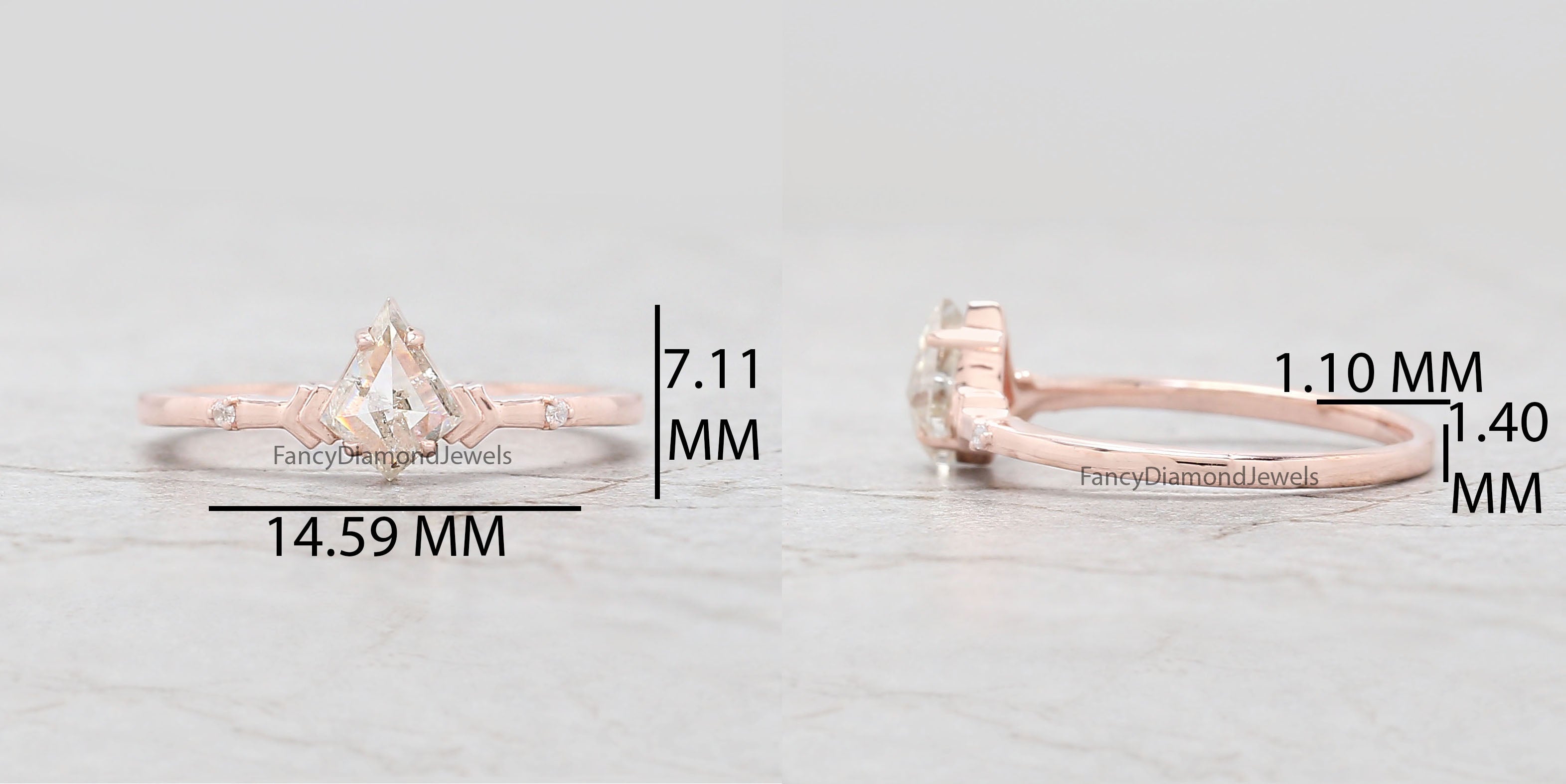 0.60 Ct Natural Kite Cut Shape White-H Color Diamond Ring 6.80 MM Kite Shape Diamond Ring 14K Solid Rose Gold Silver Engagement Ring QL2578