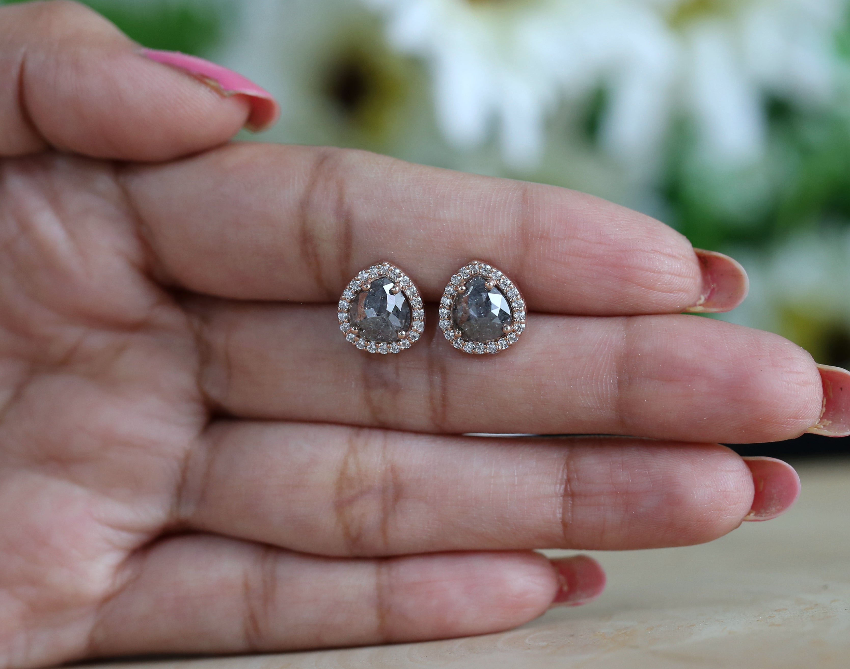 Pear Salt and Pepper Diamond Earring Engagement Wedding Gift Earring 14K Solid Rose White Yellow Gold Earring 2.31 CT KD866