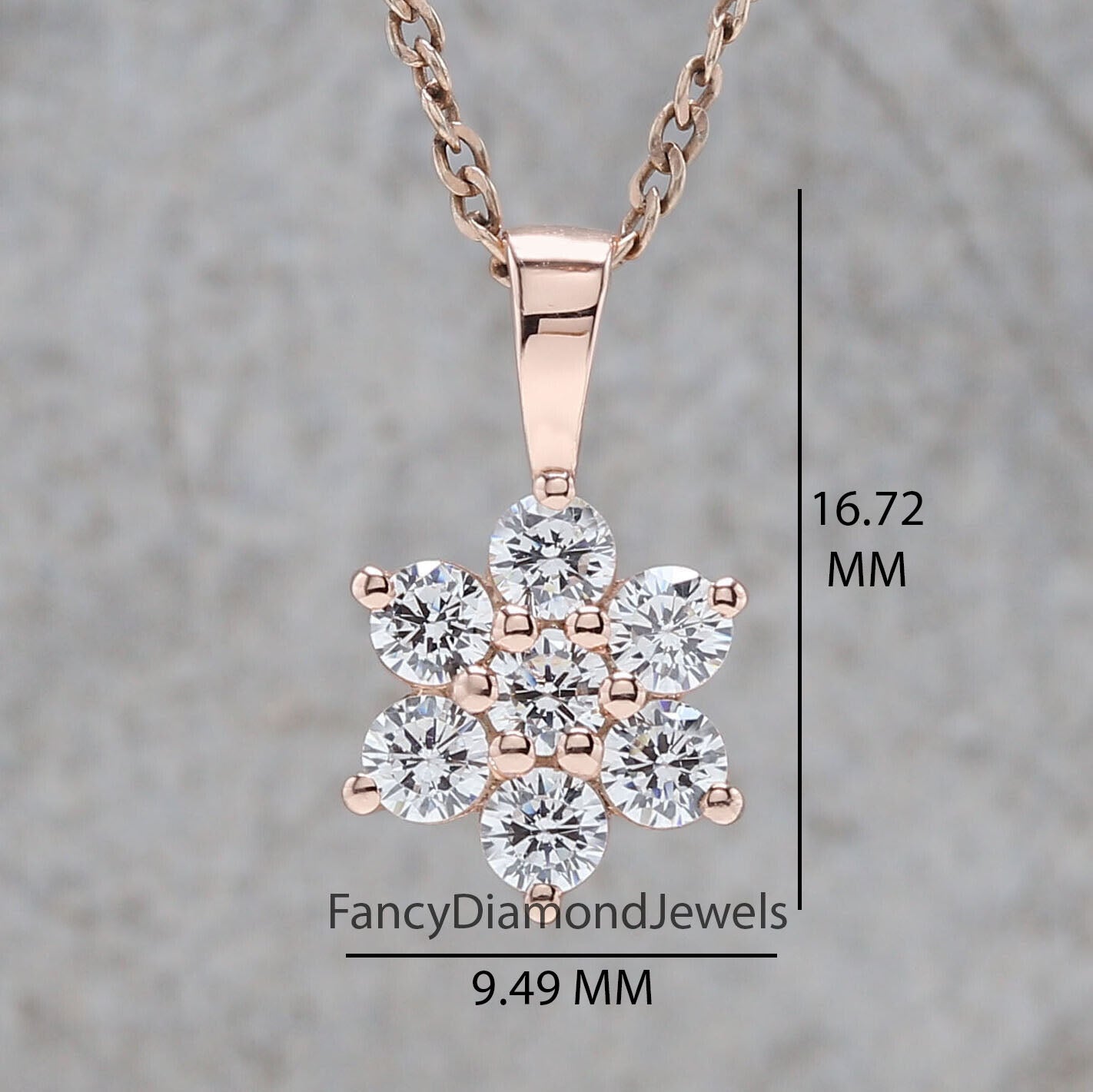 Round Brilliant Cut White Color Diamond Pendant Engagement Wedding Gift Pendant 14K Solid Rose White Yellow Gold Pendant 0.74 CT KD997