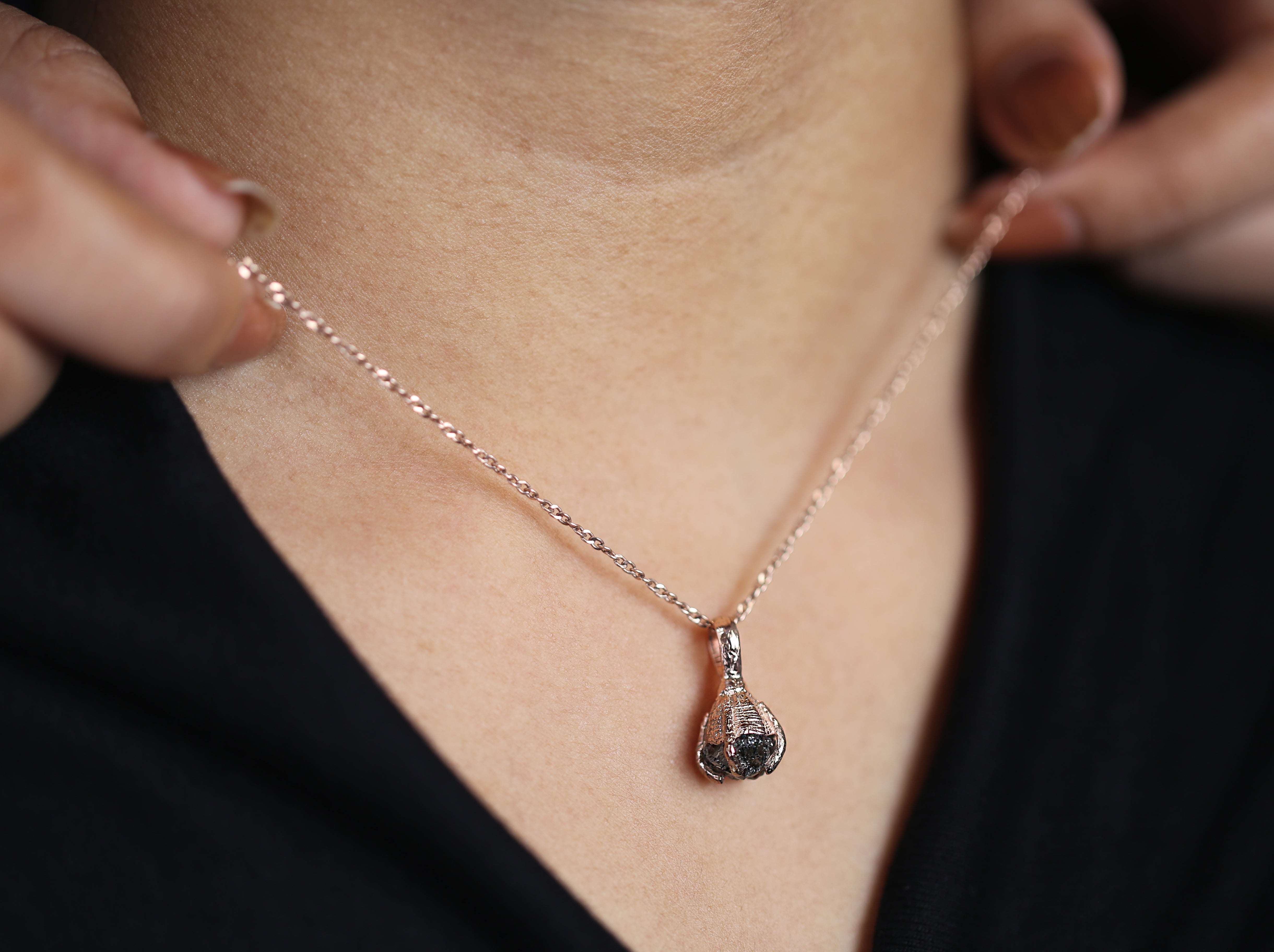 2.79 CT Raw Diamond Pendant, Hand Made Pendant, Rose Gold Pendant, Brown Diamond Pendant, Uncut Pendant, Rough Diamond Pendant, KDL9030