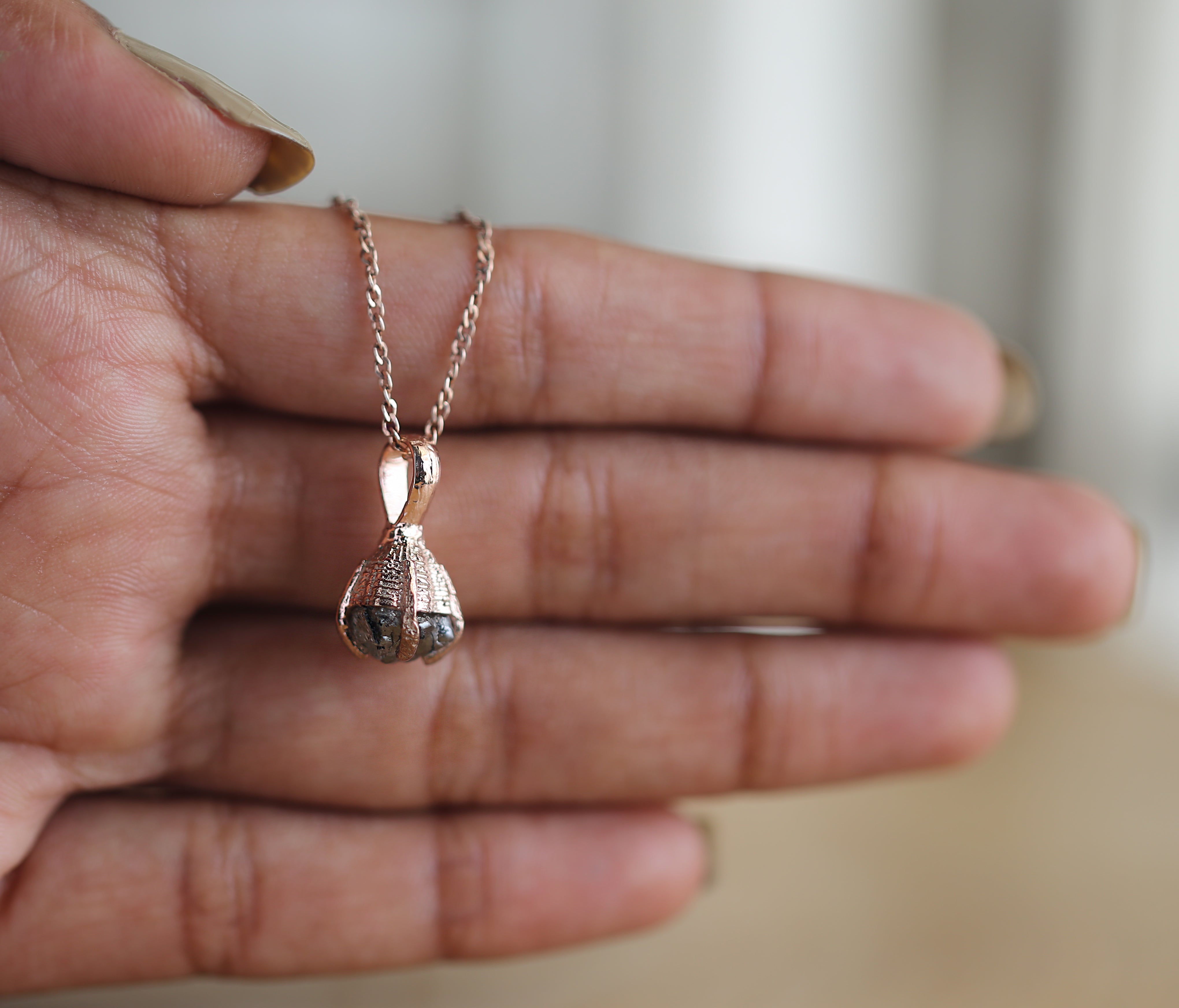 2.79 CT Raw Diamond Pendant, Hand Made Pendant, Rose Gold Pendant, Brown Diamond Pendant, Uncut Pendant, Rough Diamond Pendant, KDL9030