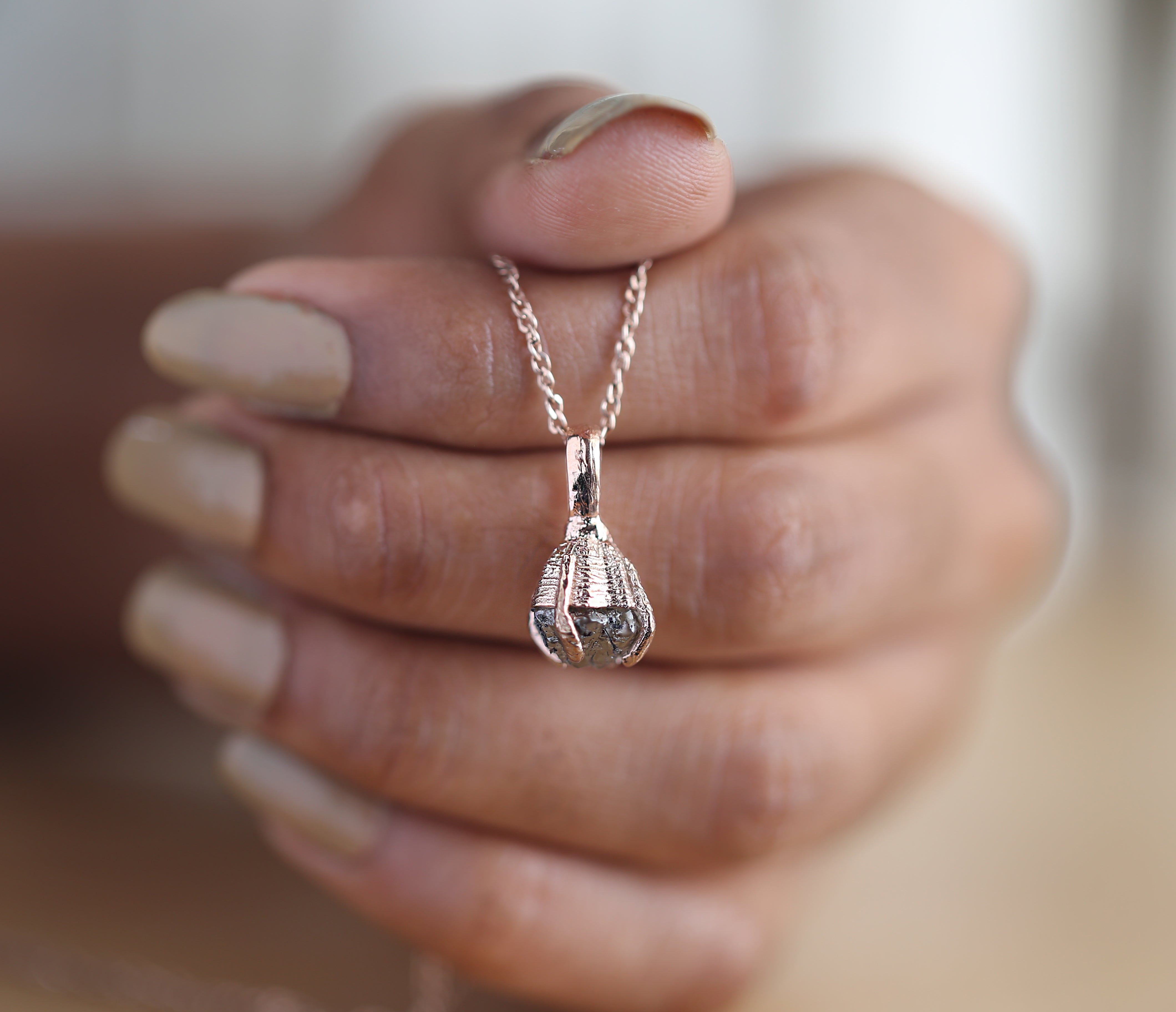 2.79 CT Raw Diamond Pendant, Hand Made Pendant, Rose Gold Pendant, Brown Diamond Pendant, Uncut Pendant, Rough Diamond Pendant, KDL9030