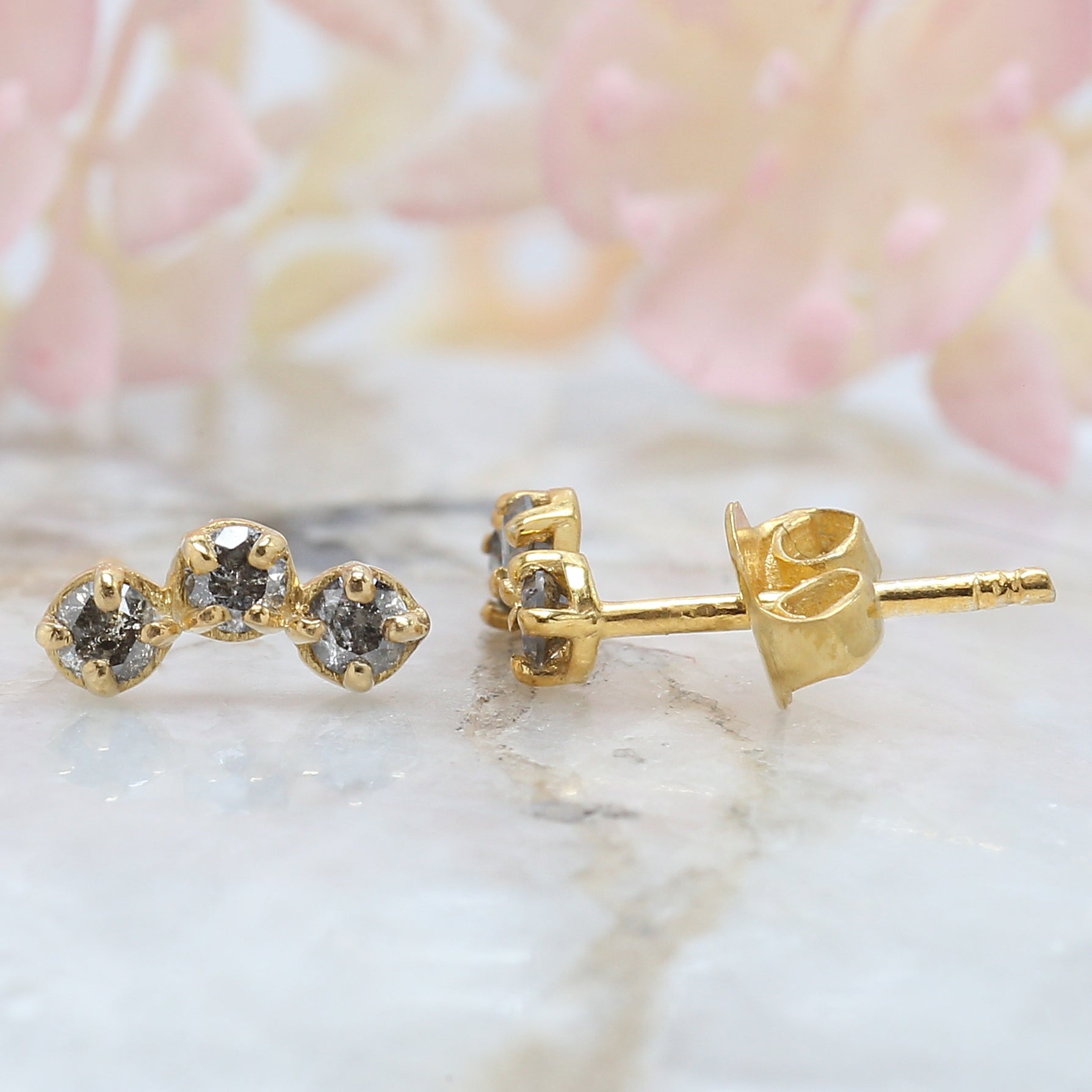 Salt And Pepper Round Diamond Earring 14K Solid Rose White Yellow Gold Engagement Wedding Gift Earring 0.29 CT KD942