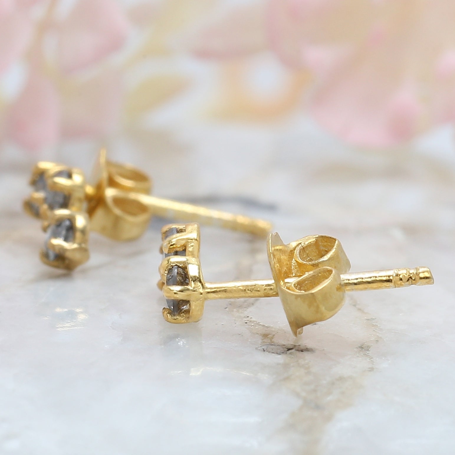 Salt And Pepper Round Diamond Earring 14K Solid Rose White Yellow Gold Engagement Wedding Gift Earring 0.29 CT KD942