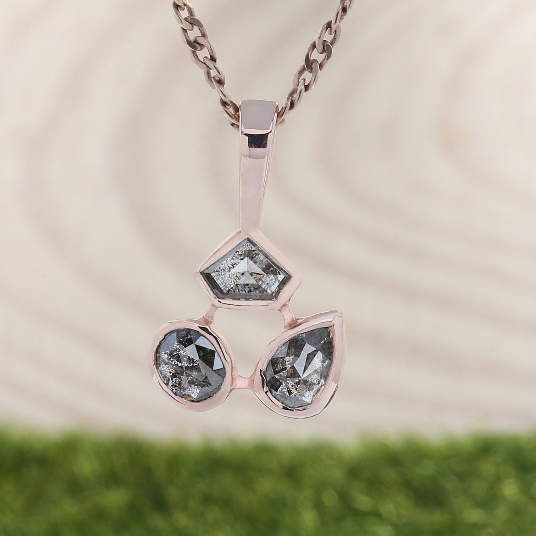 Salt And Pepper Mix Shape Diamond Pendant 14K Solid Rose White Yellow Gold Pendant Engagement Wedding Gift Pendant 0.84 CT KDN1237