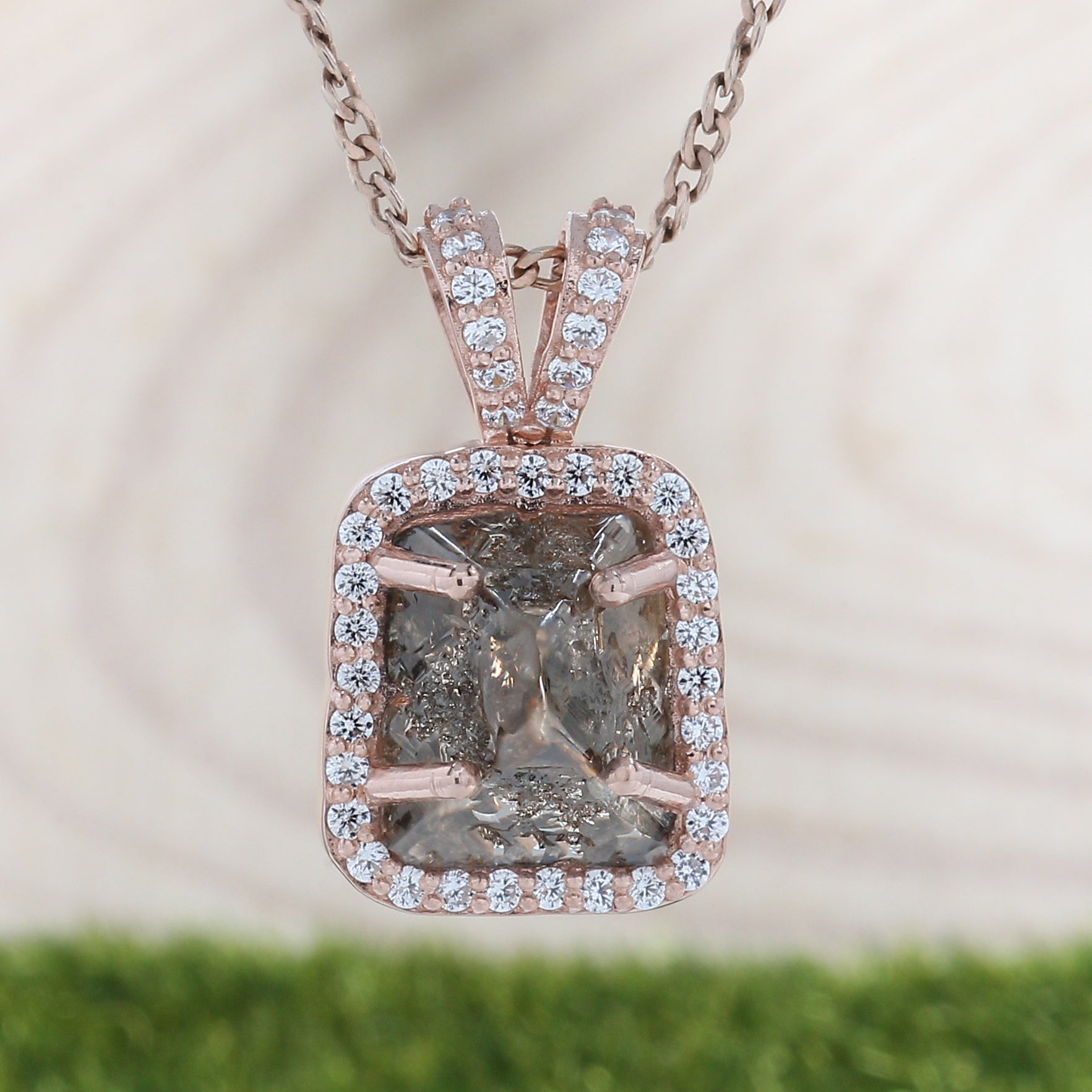 Brown Color Raw Diamond Pendant 14K Solid Rose White Yellow Gold Pendant Engagement Wedding Gift Pendant 2.81 CT KDN145