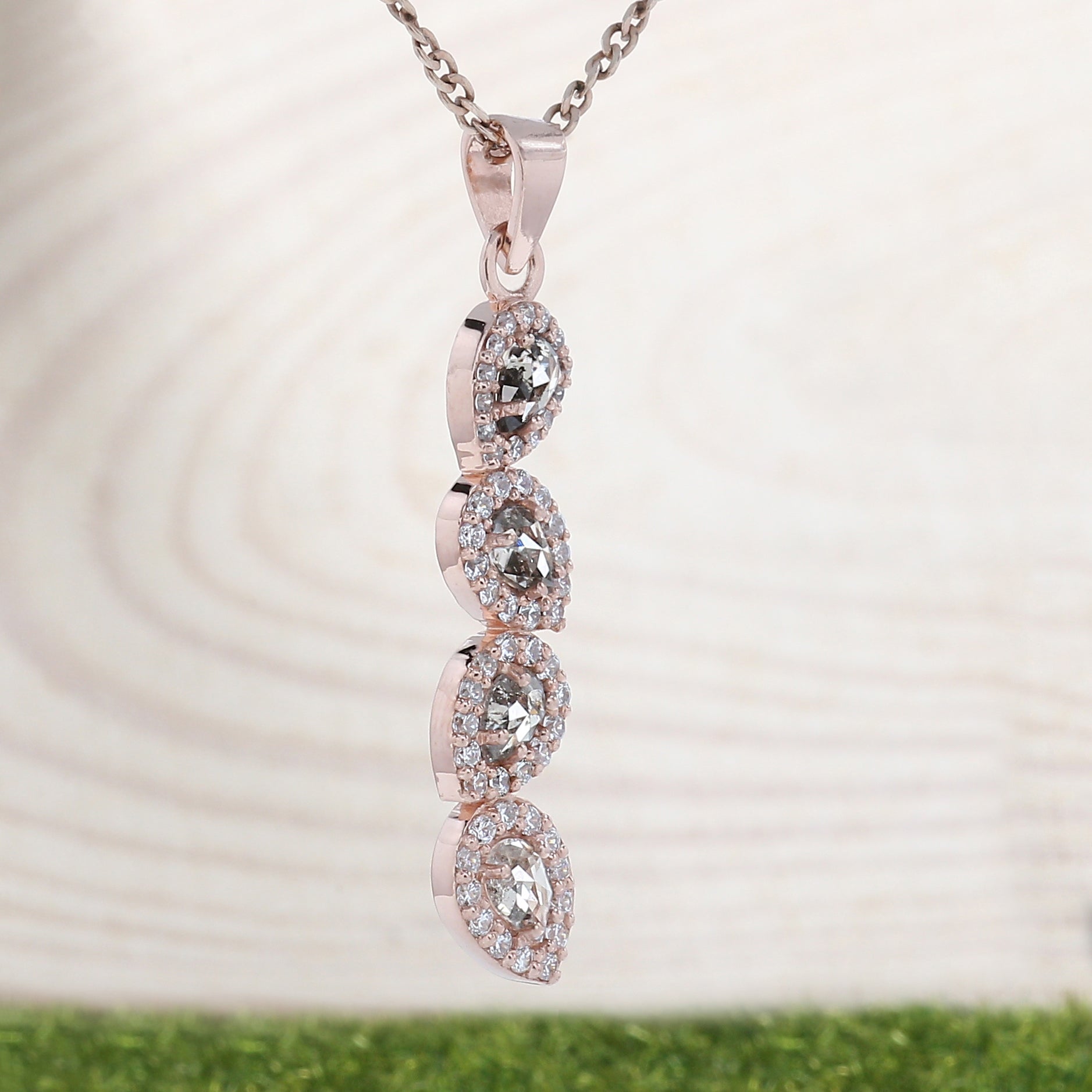 Salt And Pepper Pear Diamond Pendant 14K Solid Rose White Yellow Gold Pendant Engagement Wedding Gift Pendant 0.62 CT KDN1570