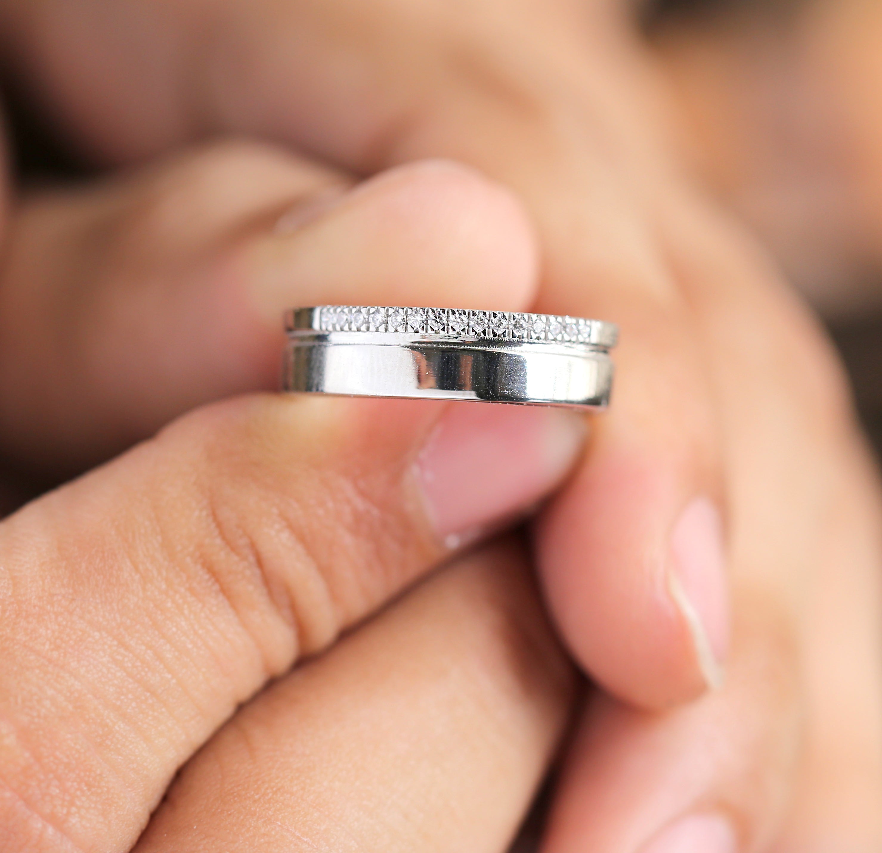0.11 Ct, Men's Wedding Ring, White Diamond Band, Ring For Men, Round Diamond Band, Unique Men's Ring, Gift For Him, KD934