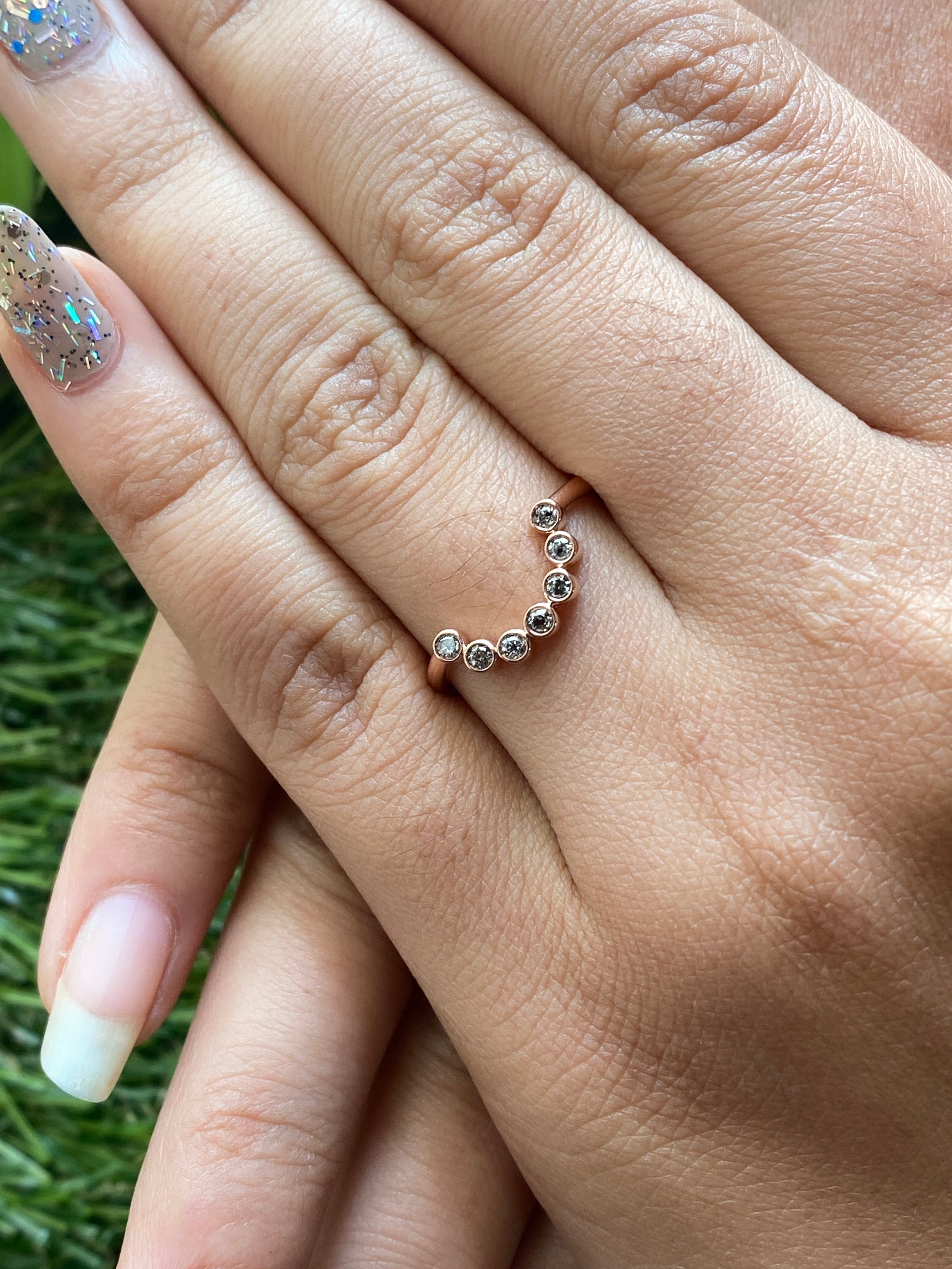 0.11 CT Salt And Pepper Diamond Band, Round Cut Diamond Band, Engagement Band, 14K Rose Gold Band, Wedding Band, Gift For Her KD925