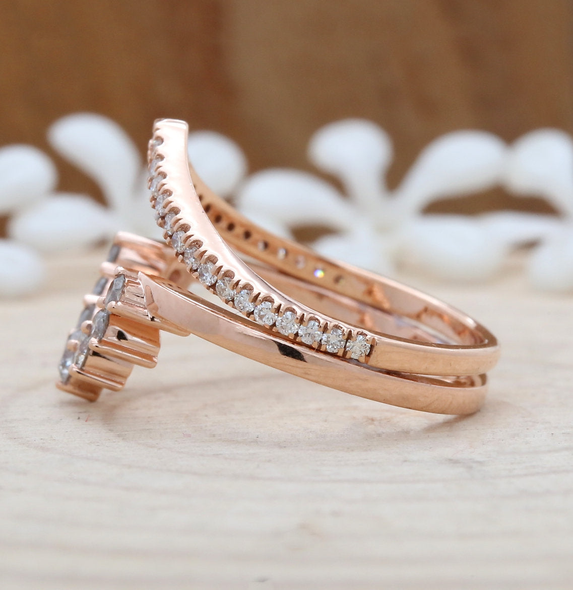 Salt And Pepper Round Diamond 14K Gold Ring Band Engagement Wedding Gift Band Ring KD618