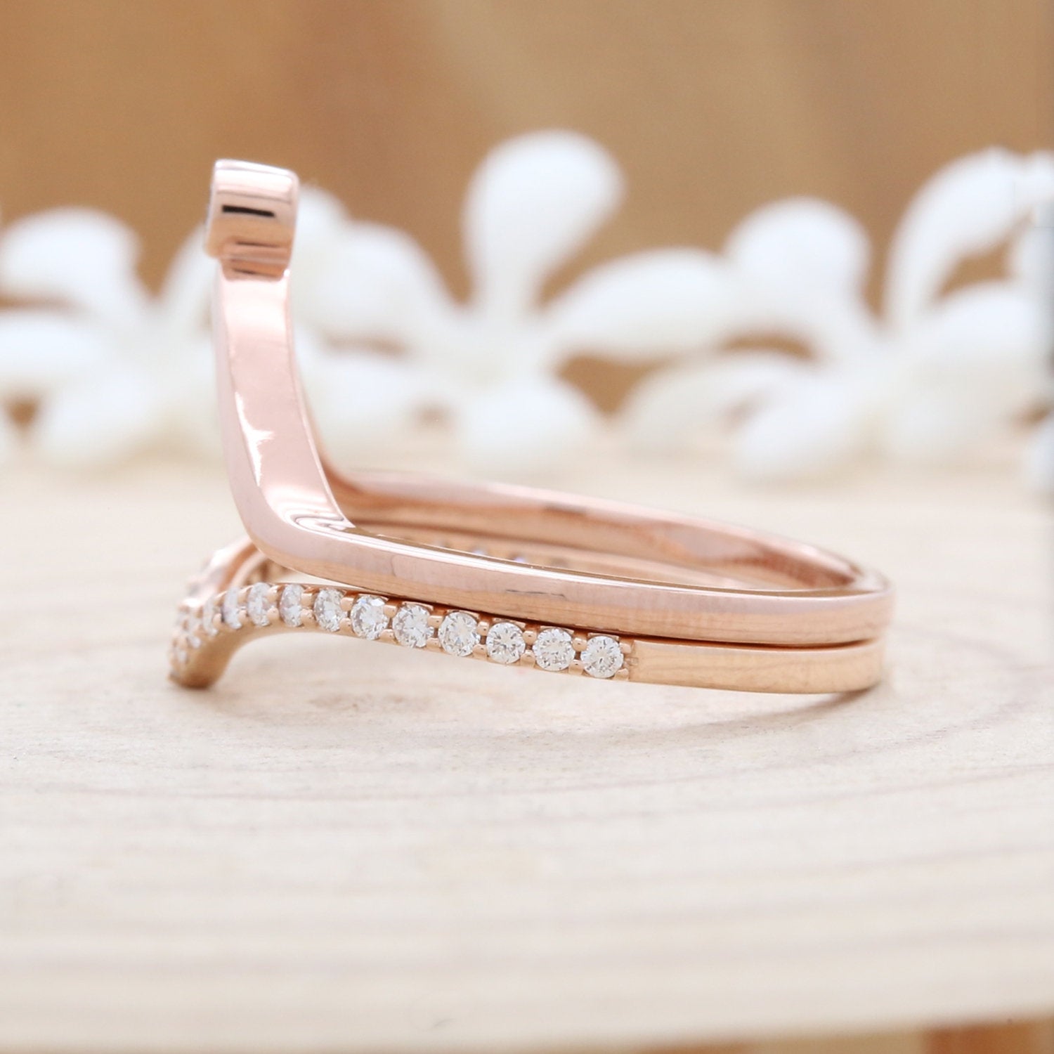Salt And Pepper Round Diamond 14K Rose Gold Ring Band Engagement Wedding Gift Band Ring KD620