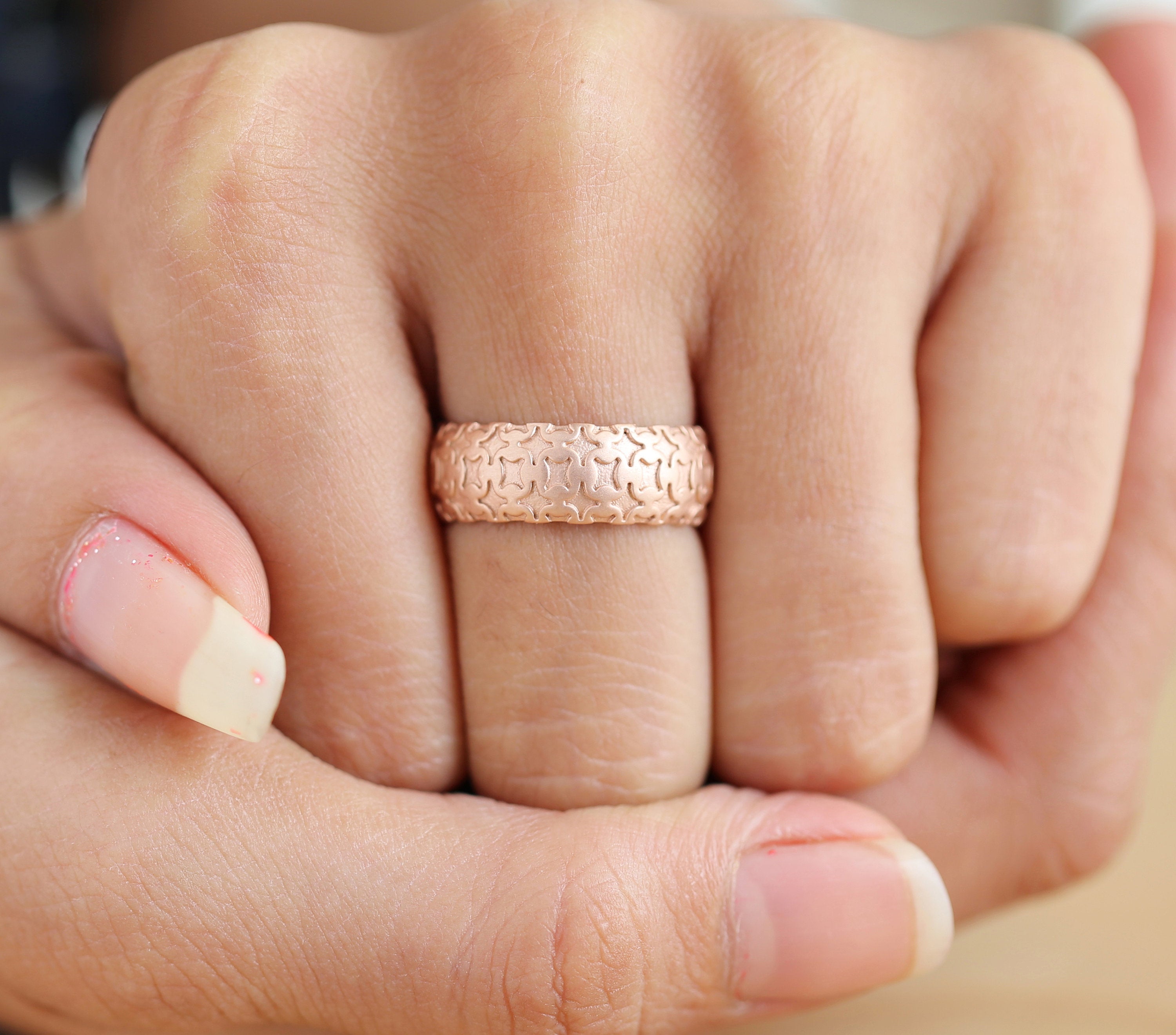 Couple Wedding Band Ring 14K Rose White Yellow Solid Matte Gold Ring Engagement Gift Ring KD779