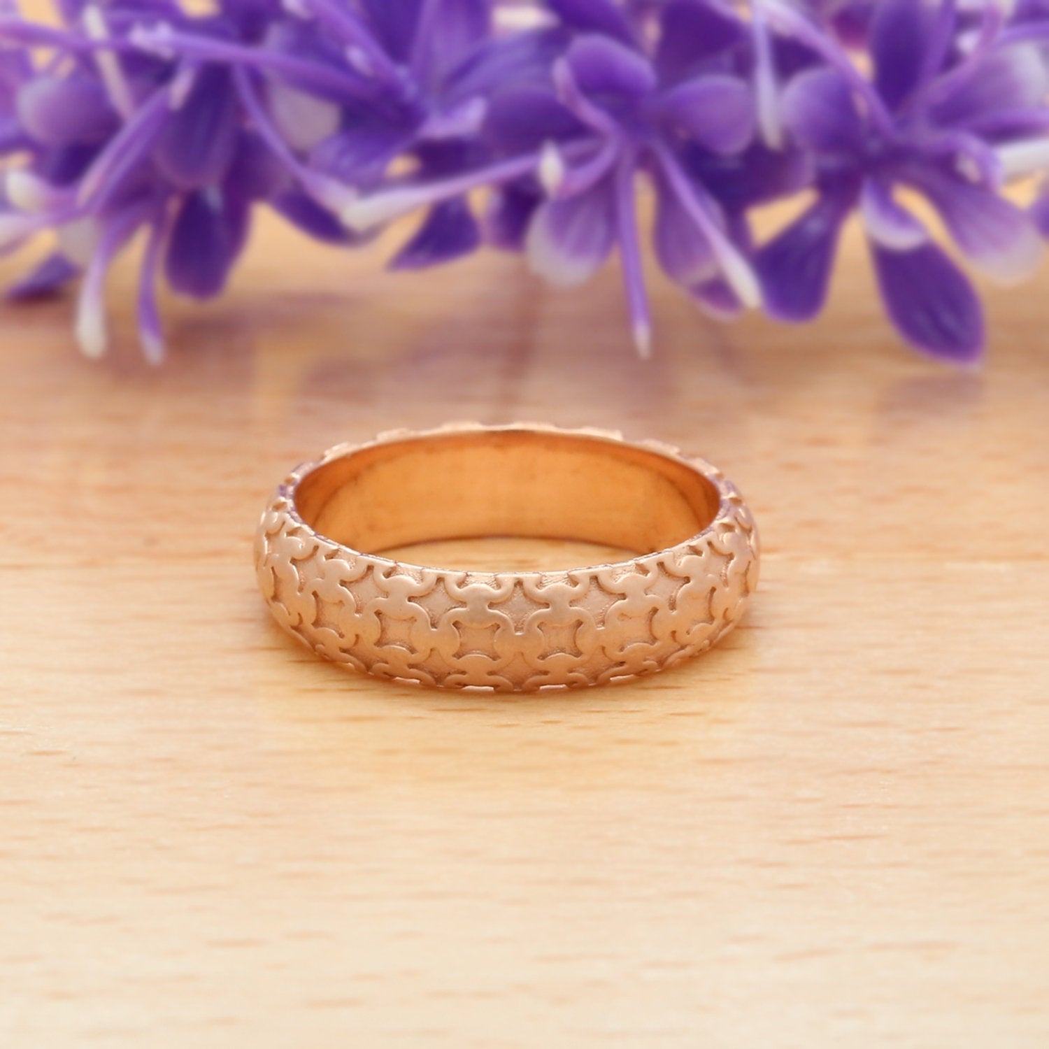 Couple Wedding Band Ring 14K Rose White Yellow Solid Matte Gold Ring Engagement Gift Ring KD779