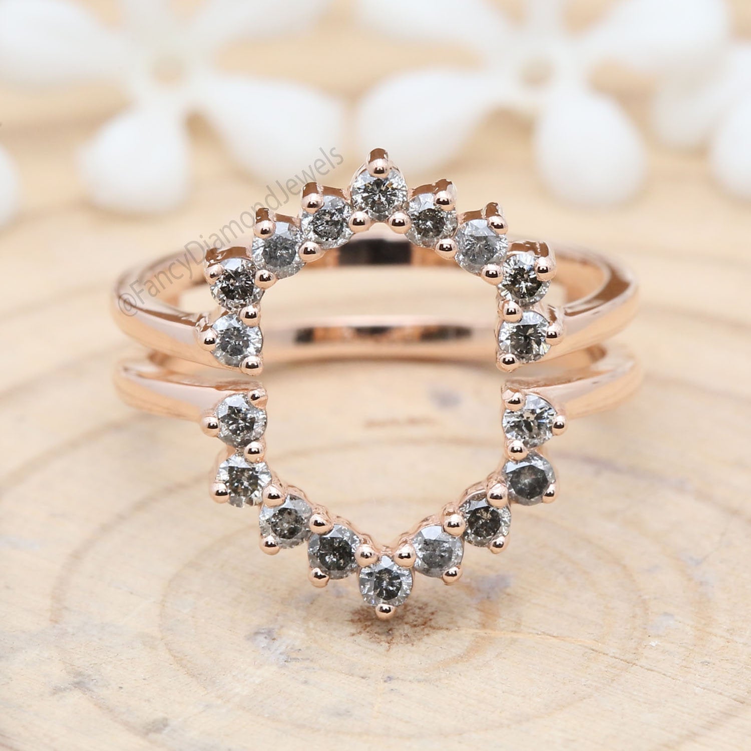 Salt And Pepper Round Diamond 14K Solid Rose White Yellow Gold Ring Engagement Wedding Gift Ring KD702
