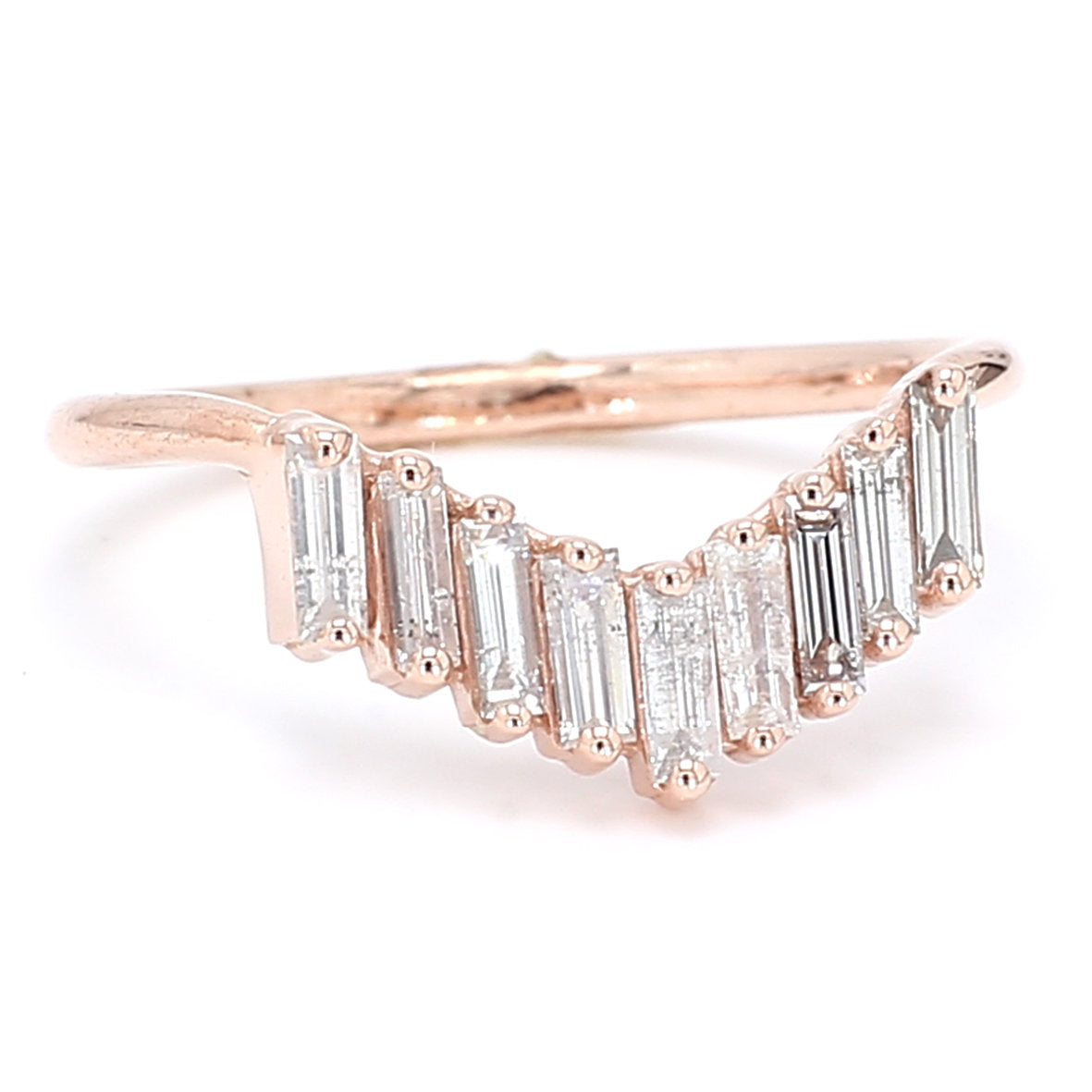 Salt And Pepper Baguette Diamond 14K Solid Rose Gold Band Ring Engagement Wedding Gift Band KD827